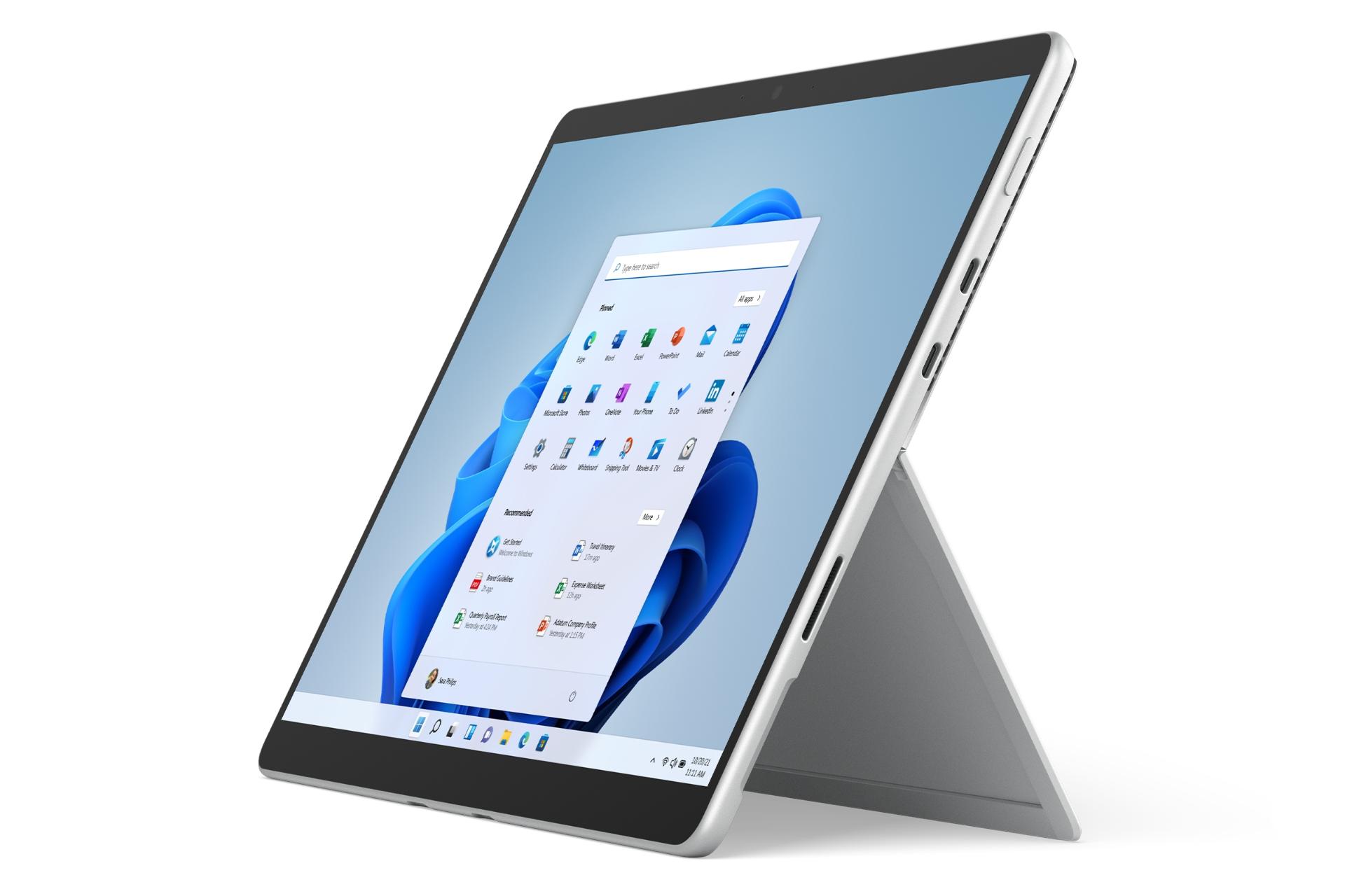 نمای جانبی سرفیس پرو 8 مایکروسافت / Microsoft Surface Pro 8 نقره ای