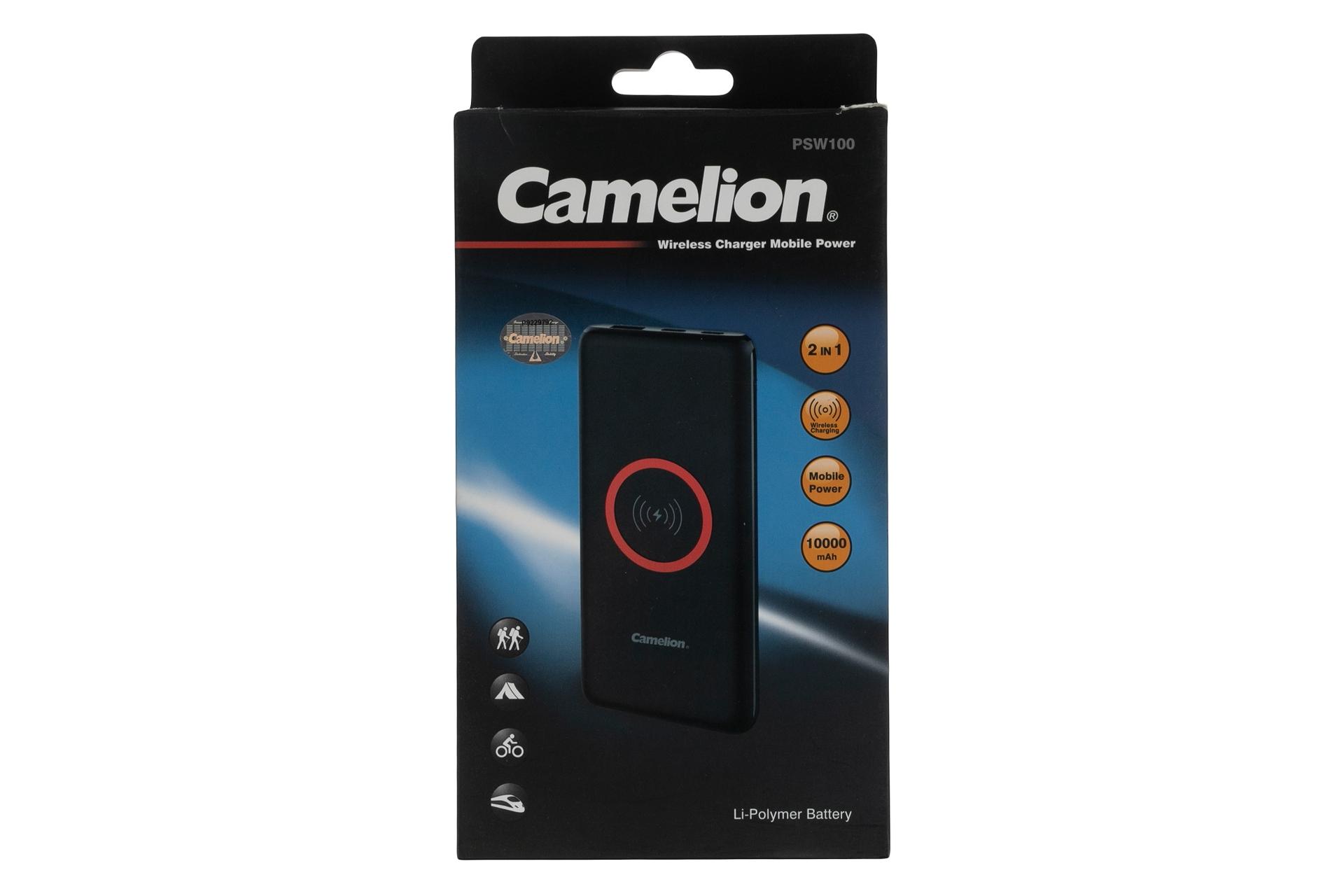 جعبه پاور بانک کملیون PSW100 با ظرفیت 10000 میلی‌آمپر ساعت با امکان شارژ وایرلس Camelion PSW100 10