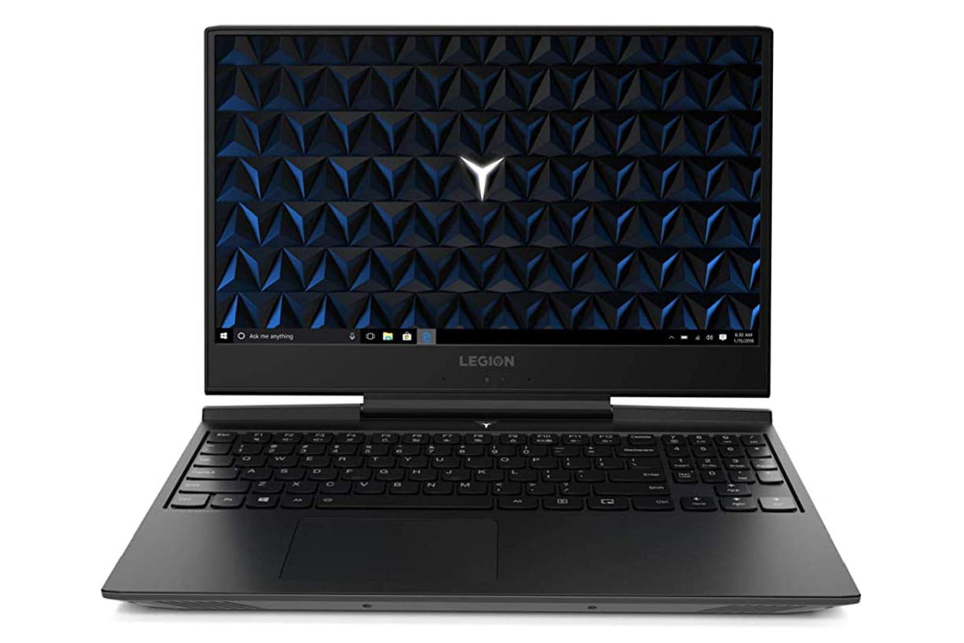 لپ تاپ لنوو لیژن 7000 از نمای جلو با صفحه روشن