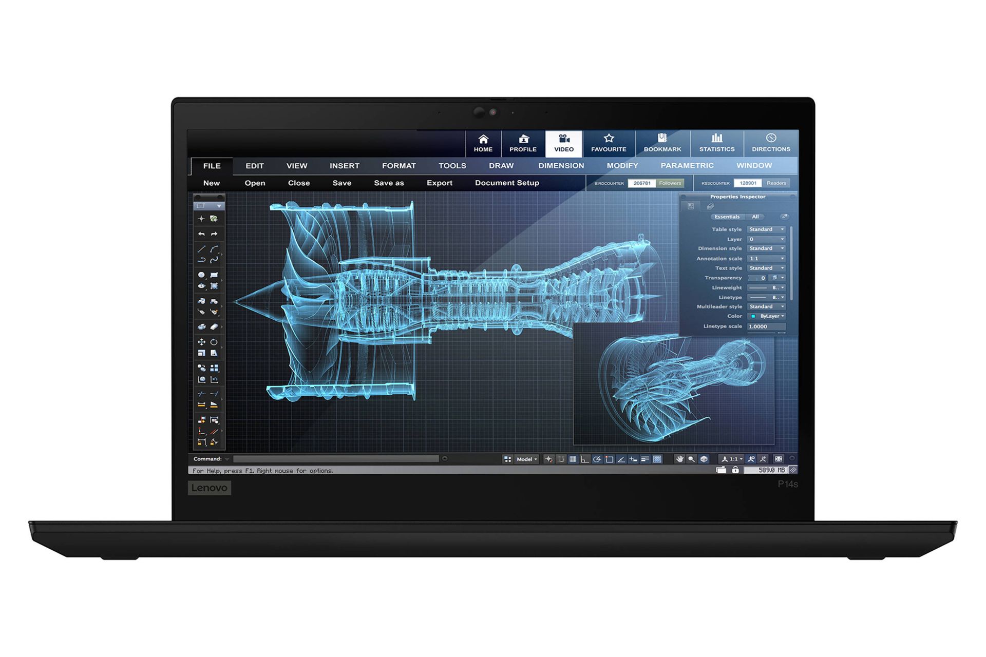 لپ تاپ لنوو تینک پد P14s از نمای جلو