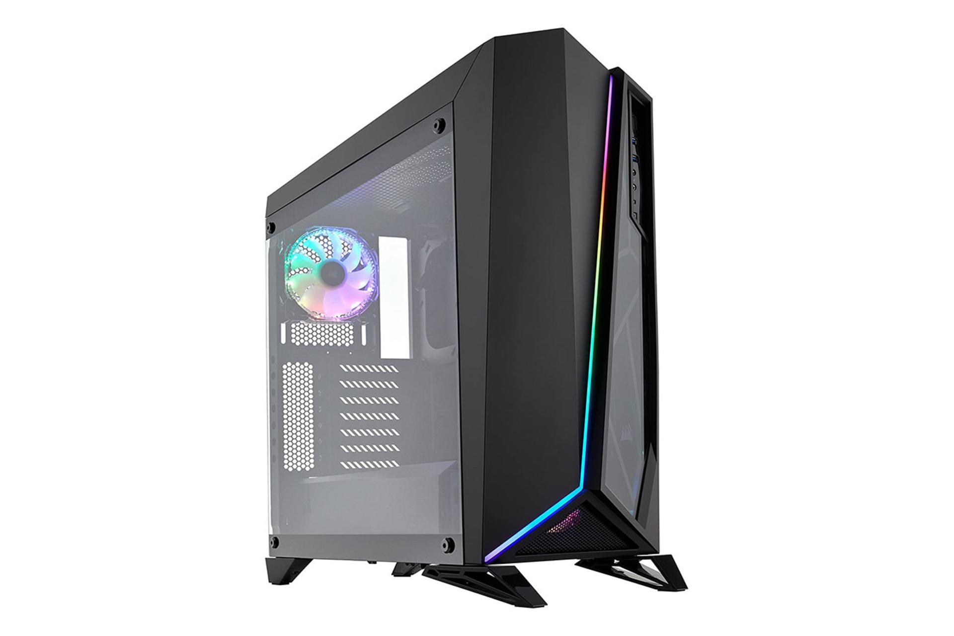 نمای نیم رخ جلو و سمت چپ کیس کامپیوتر کورسیر Carbide Series SPEC-OMEGA RGB رنگ مشکی