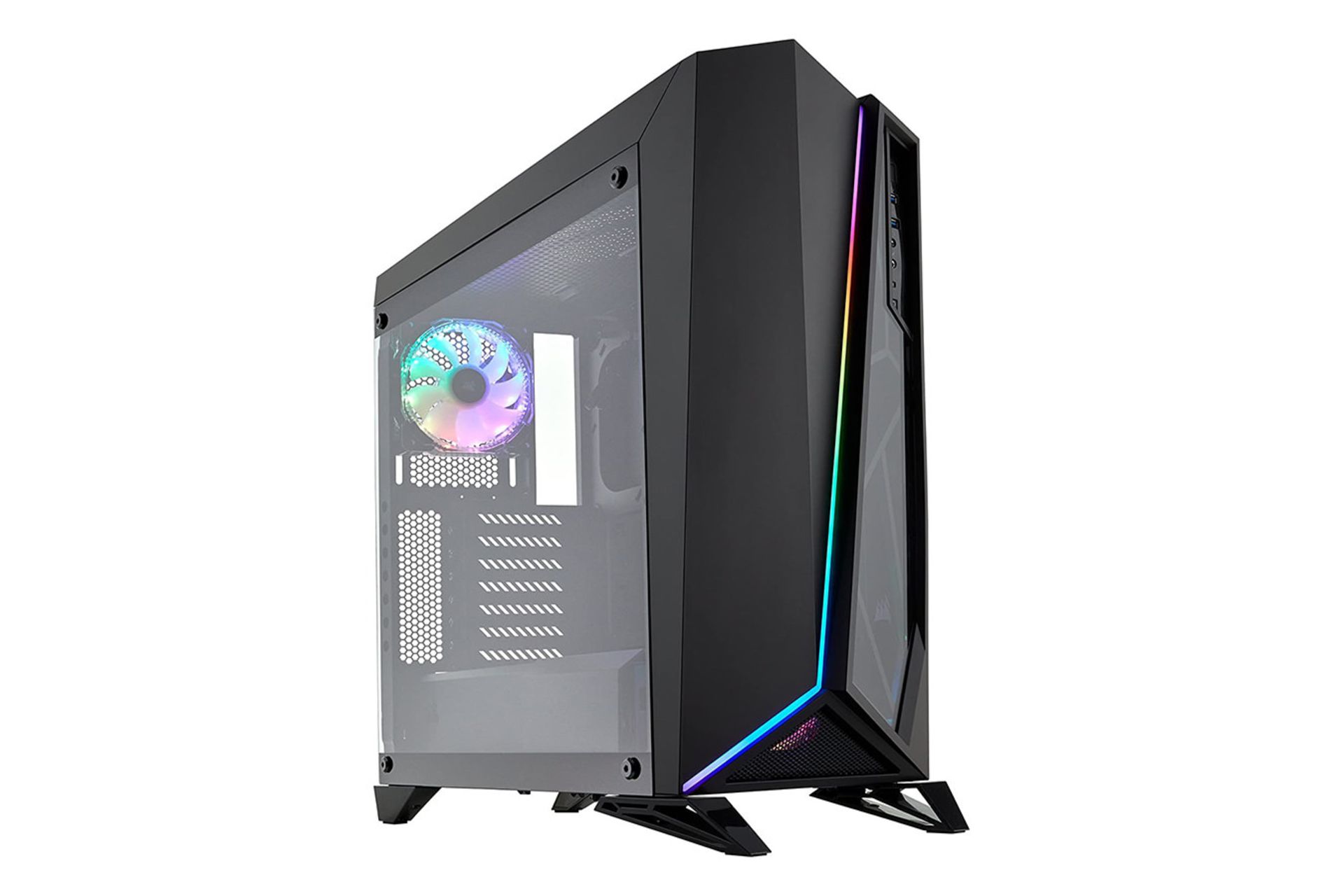 نمای نیم رخ جلو و سمت چپ کیس کامپیوتر کورسیر Carbide Series SPEC-OMEGA RGB رنگ مشکی