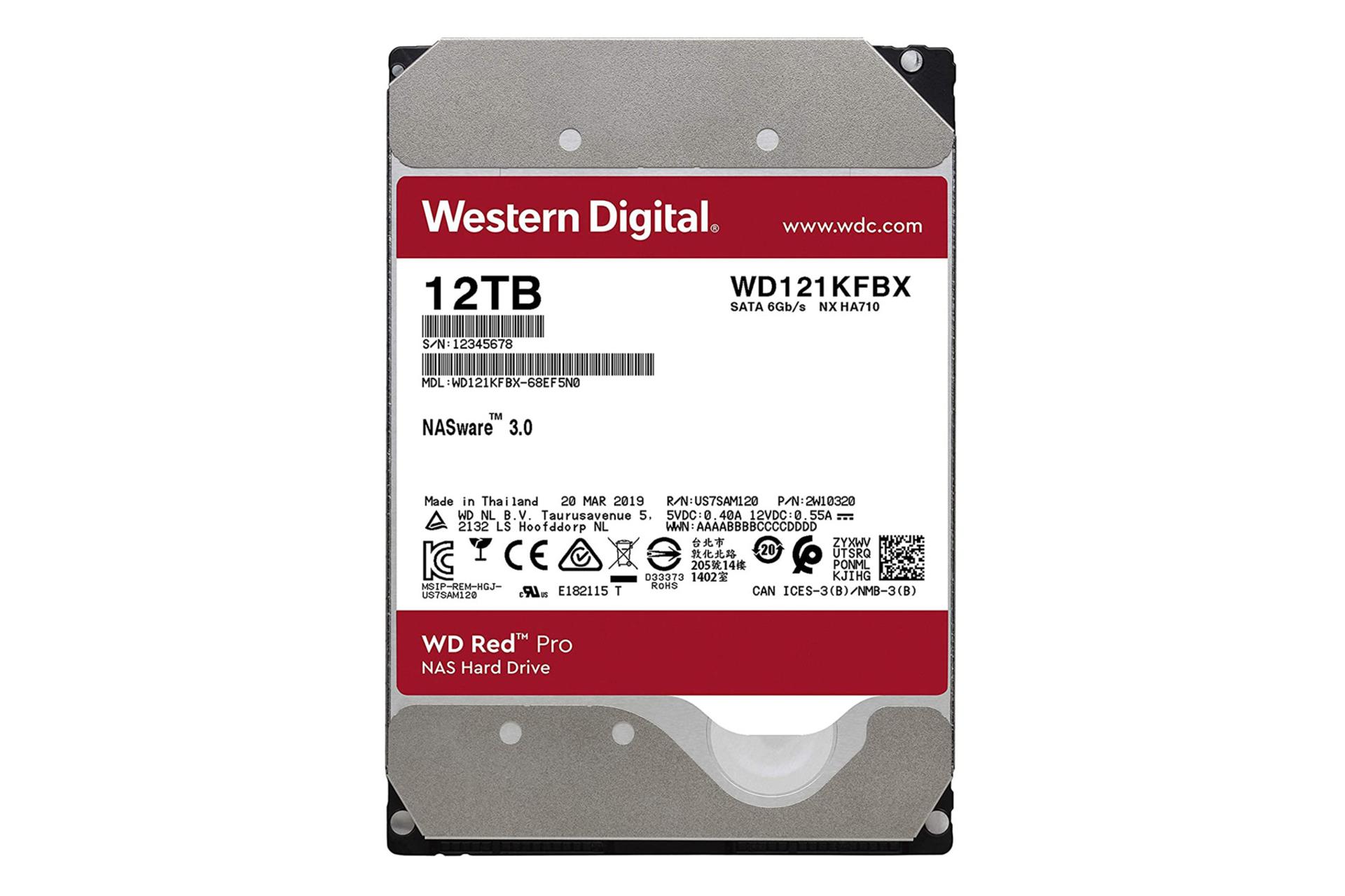 نمای پشت هارد وسترن دیجیتال Red Pro WD121KFBX ظرفیت 12 ترابایت