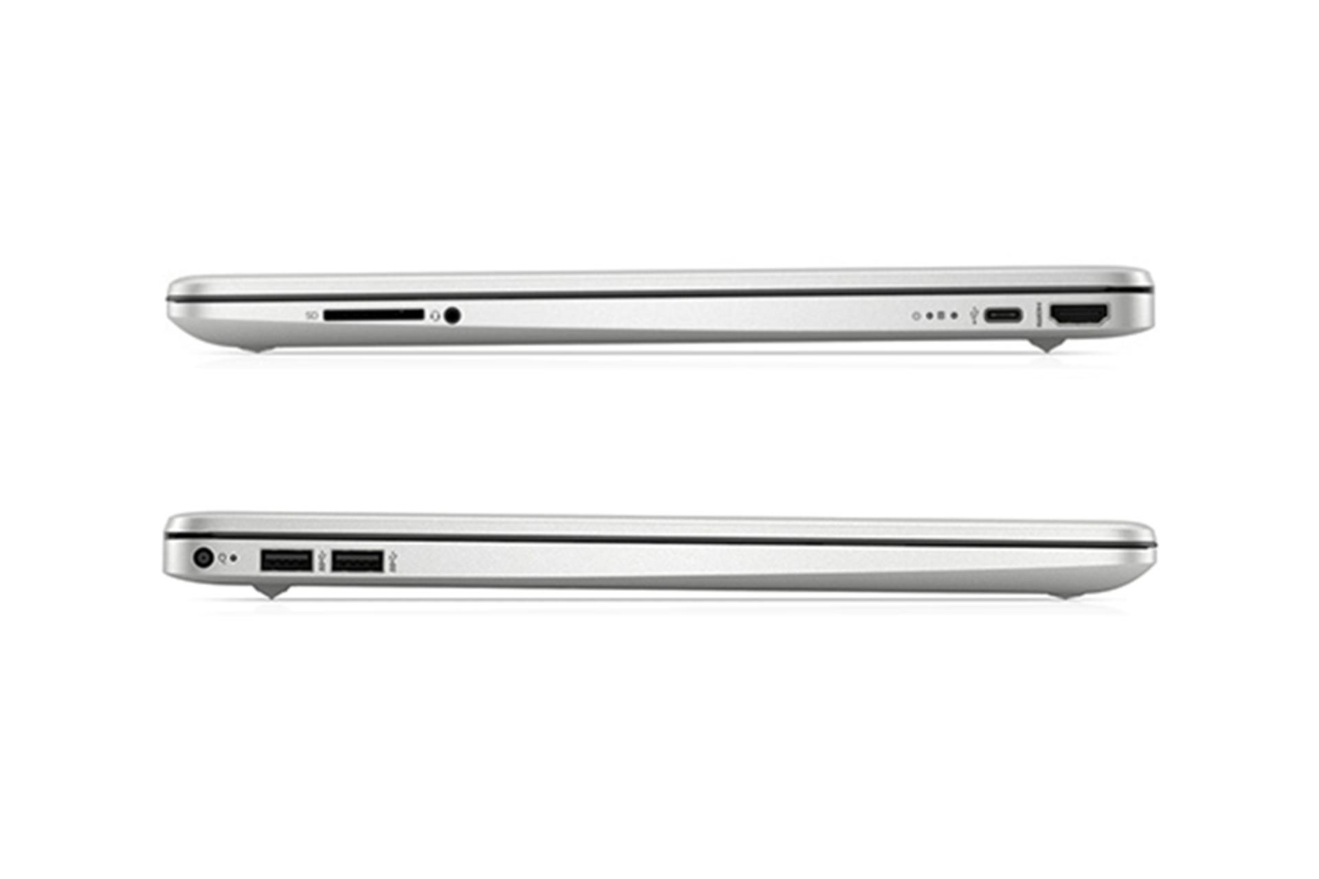 نمای کنار لپ تاپ اچ پی 15s-EQ2011 و نمایش پورت ها