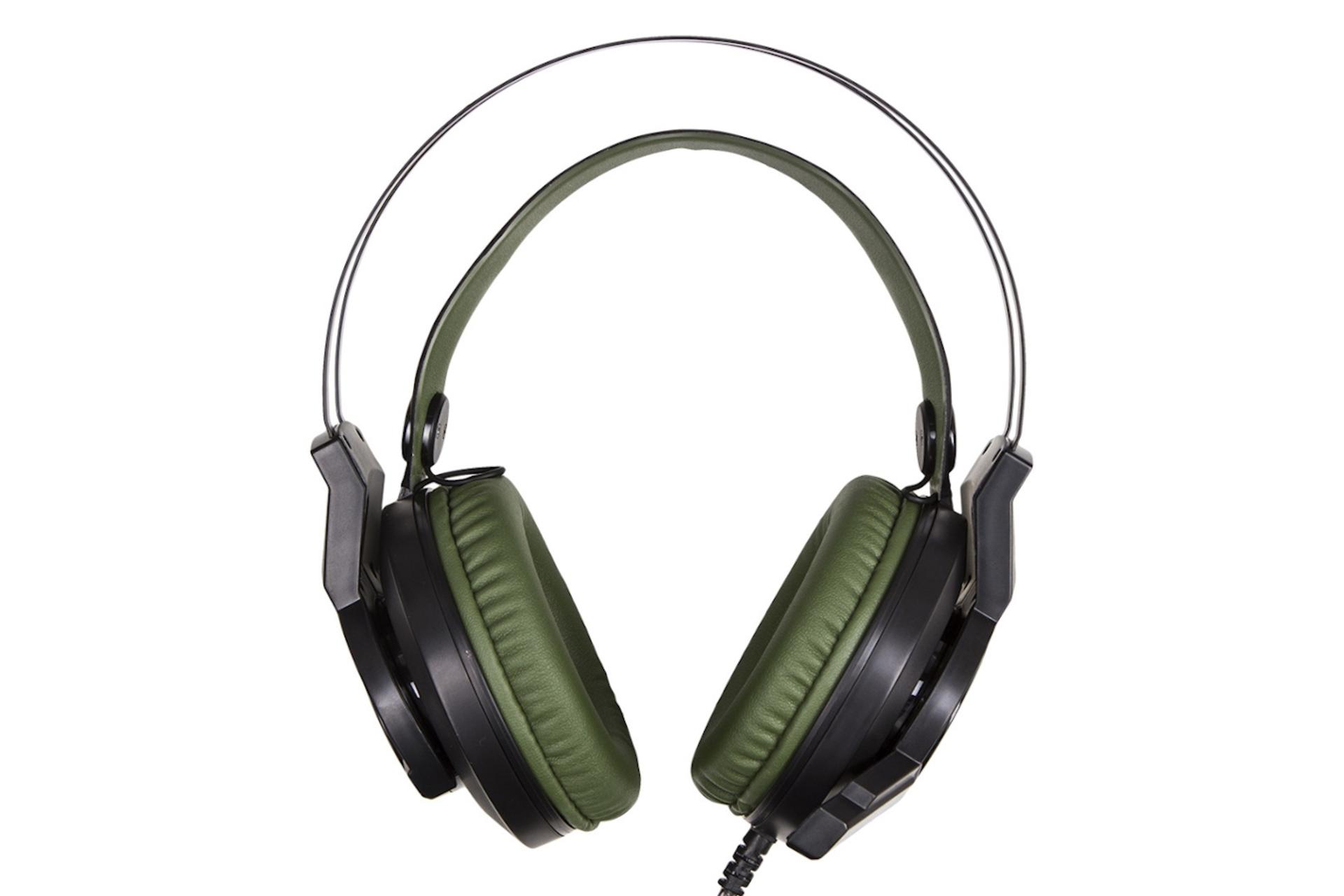 نمای روبرو هدست گیمینگ بلادی Bloody J437 سبز