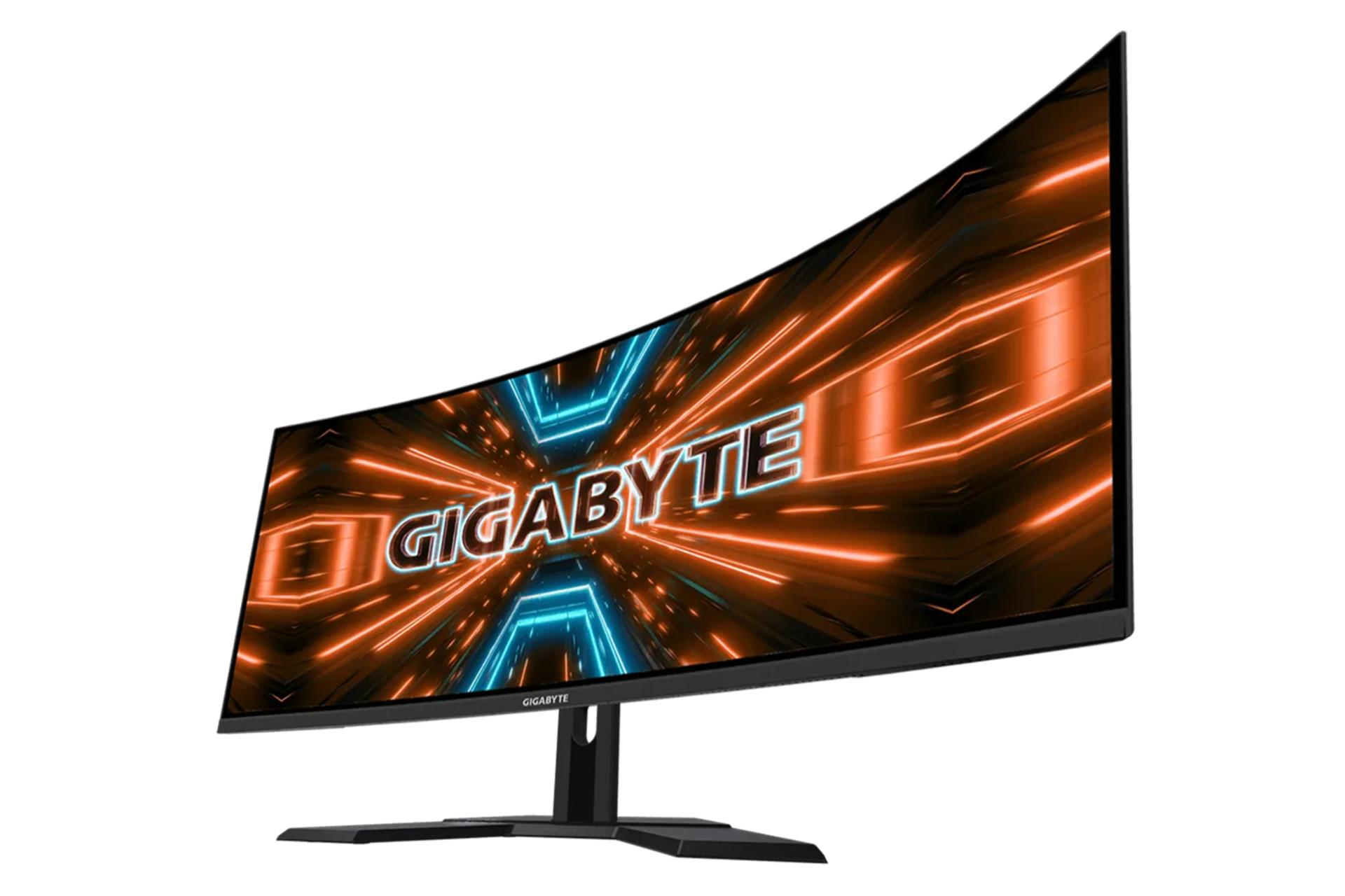 نمای نیمرخ مانیتور گیگابایت G34WQC و نمایش حالت خمیده