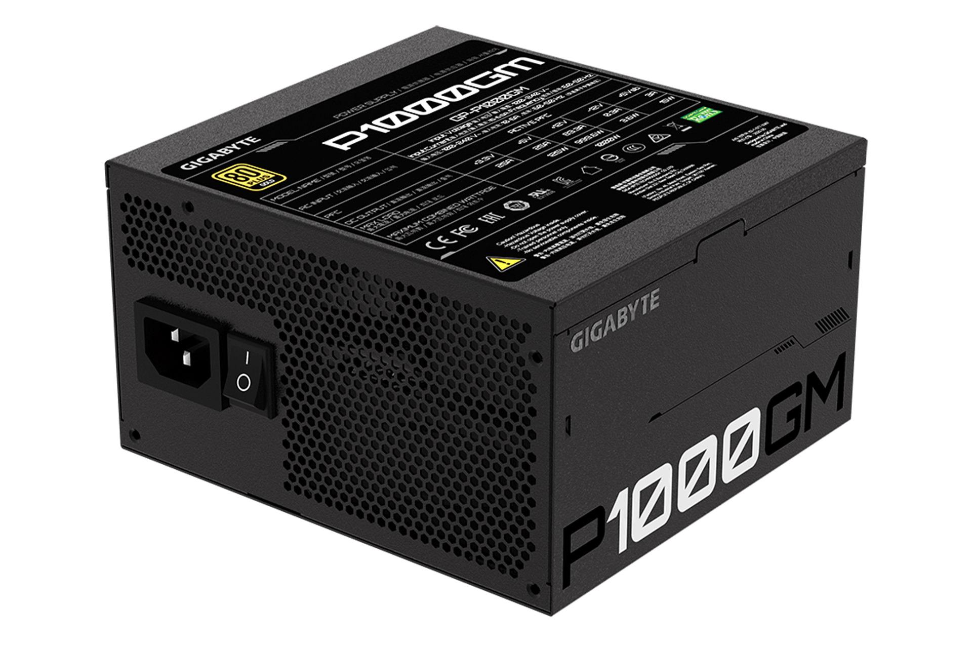 پاور کامپیوتر گیگابایت P1000GM با توان 1000 وات نمای پشت