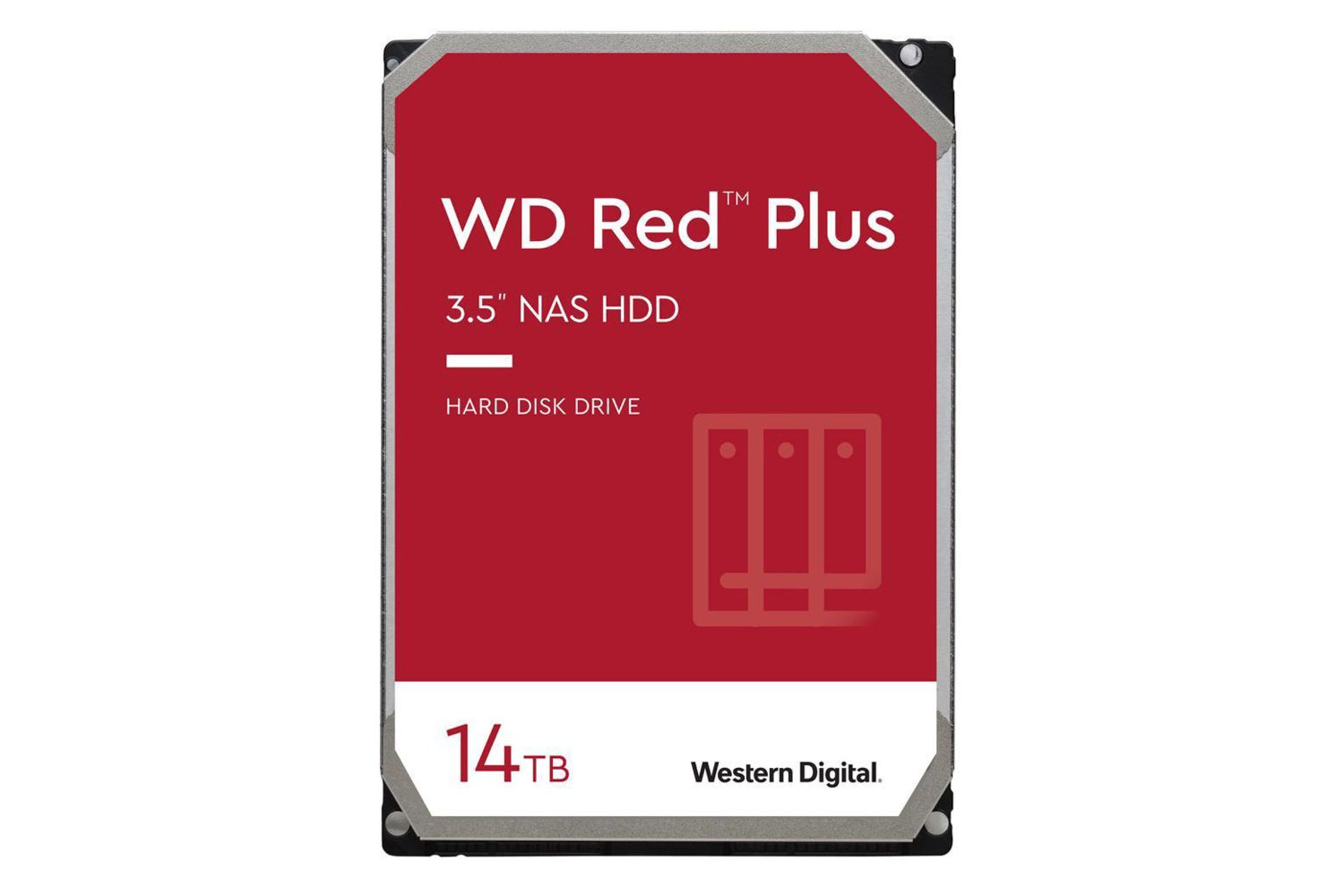 نمای روبرو هارد دیسک وسترن دیجیتال Red Plus WD140EFFX ظرفیت 14 ترابایت