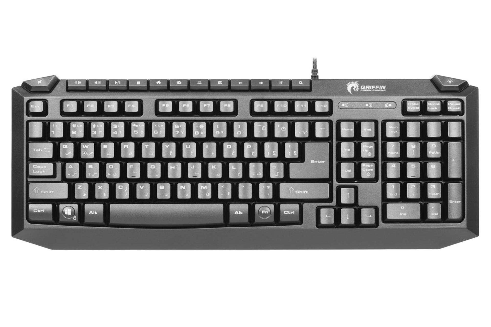 نمای روبرو کیبورد گرین GK701-RGB بدون نورپردازی