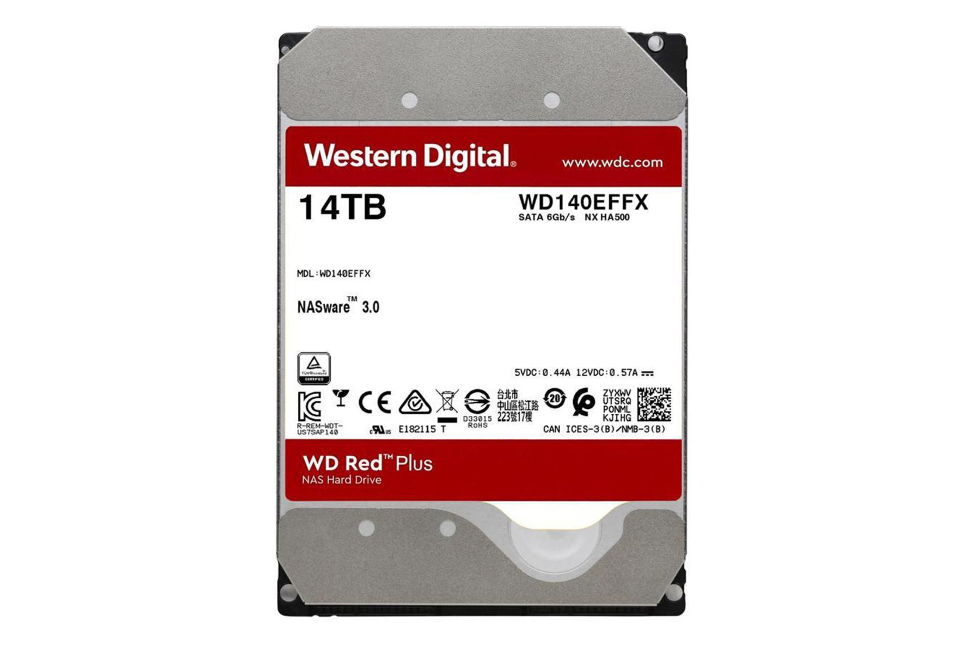 نمای پشت هارد دیسک وسترن دیجیتال Red Plus WD140EFFX ظرفیت 14 ترابایت