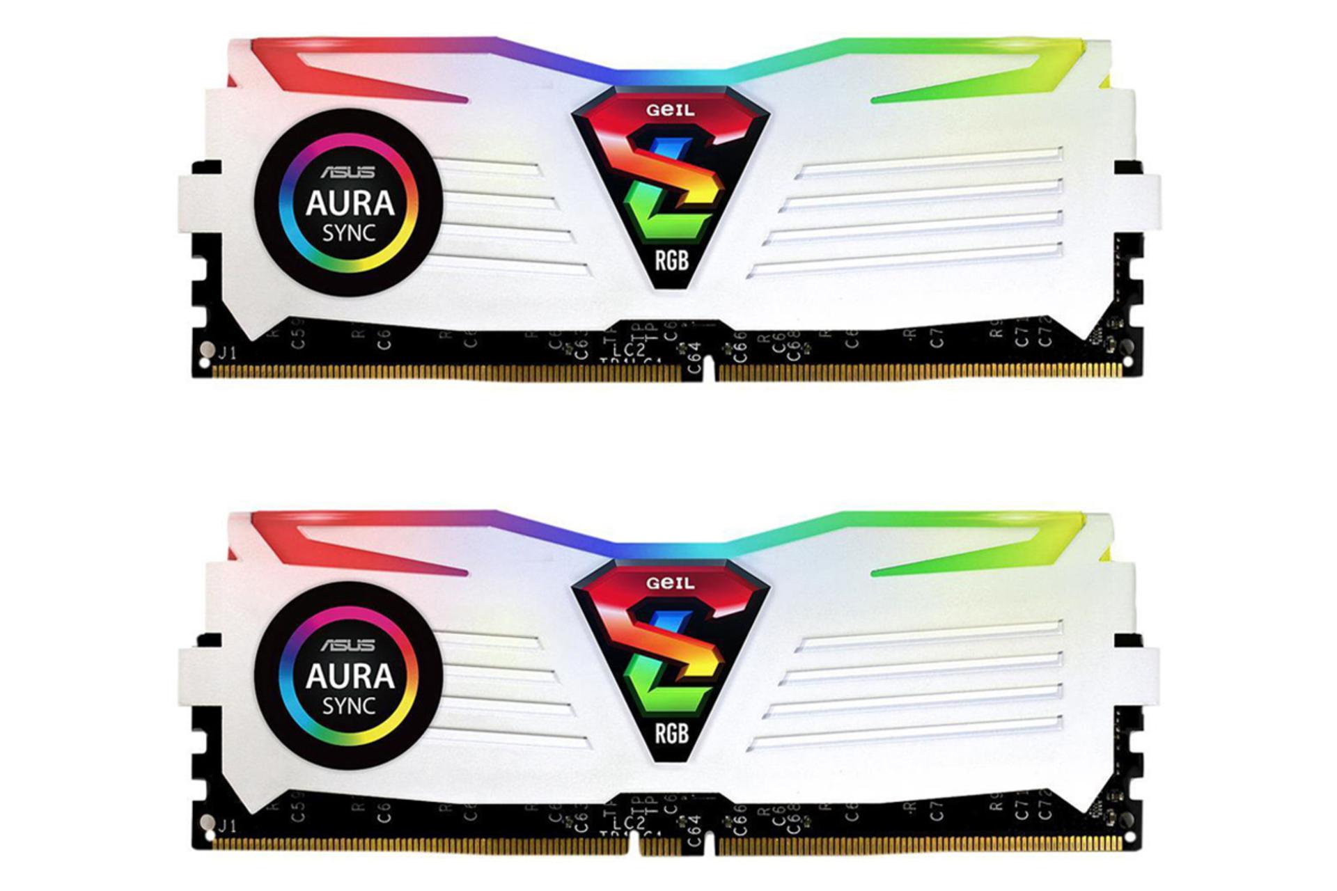 نمای جلو رم (سفید )گیل Super Luce RGB SYNC ظرفیت 32 گیگابایت (2x16) از نوع DDR4-3200
