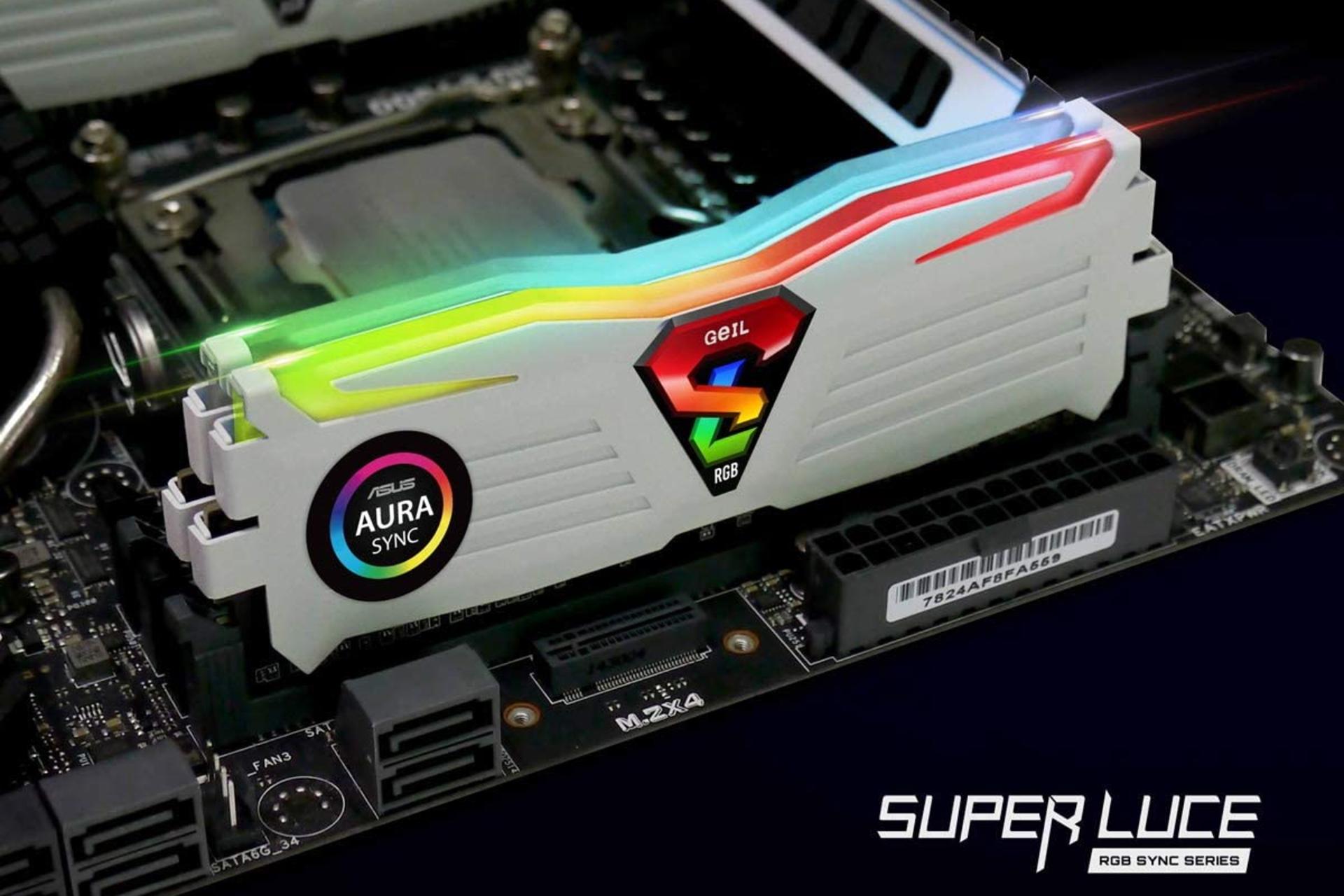 نمای نزدیک رم گیل Super Luce RGB SYNC ظرفیت 32 گیگابایت (2x16) از نوع DDR4-3200