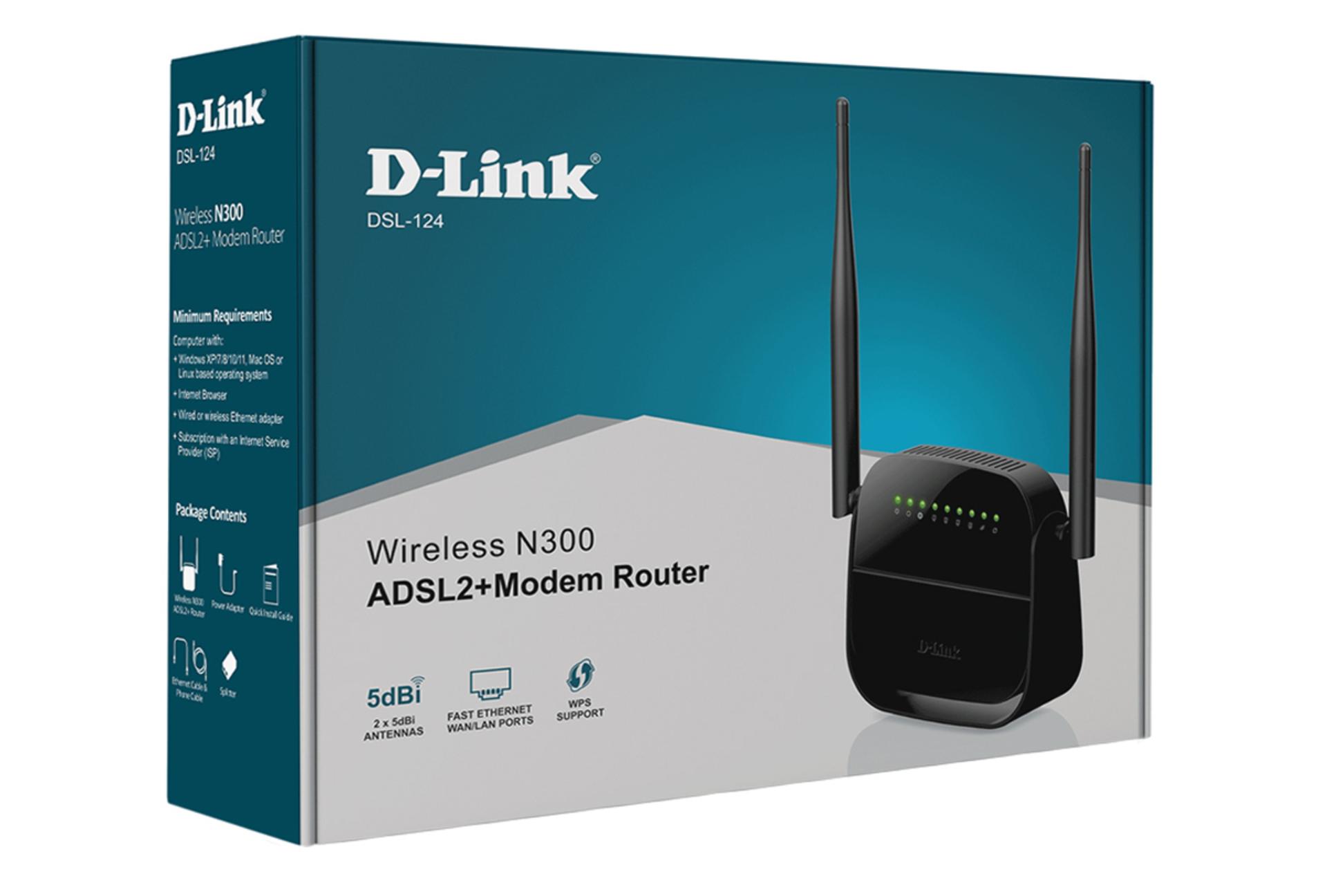 بسته بندی مودم - روتر دی لینک D-Link DSL-124 R1