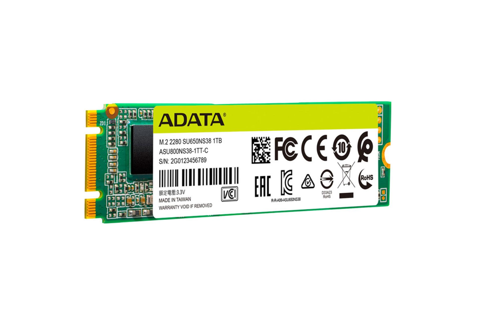 نمای چپ  SSD ای دیتا Ultimate SU650 SATA M.2 ظرفیت 1 ترابایت