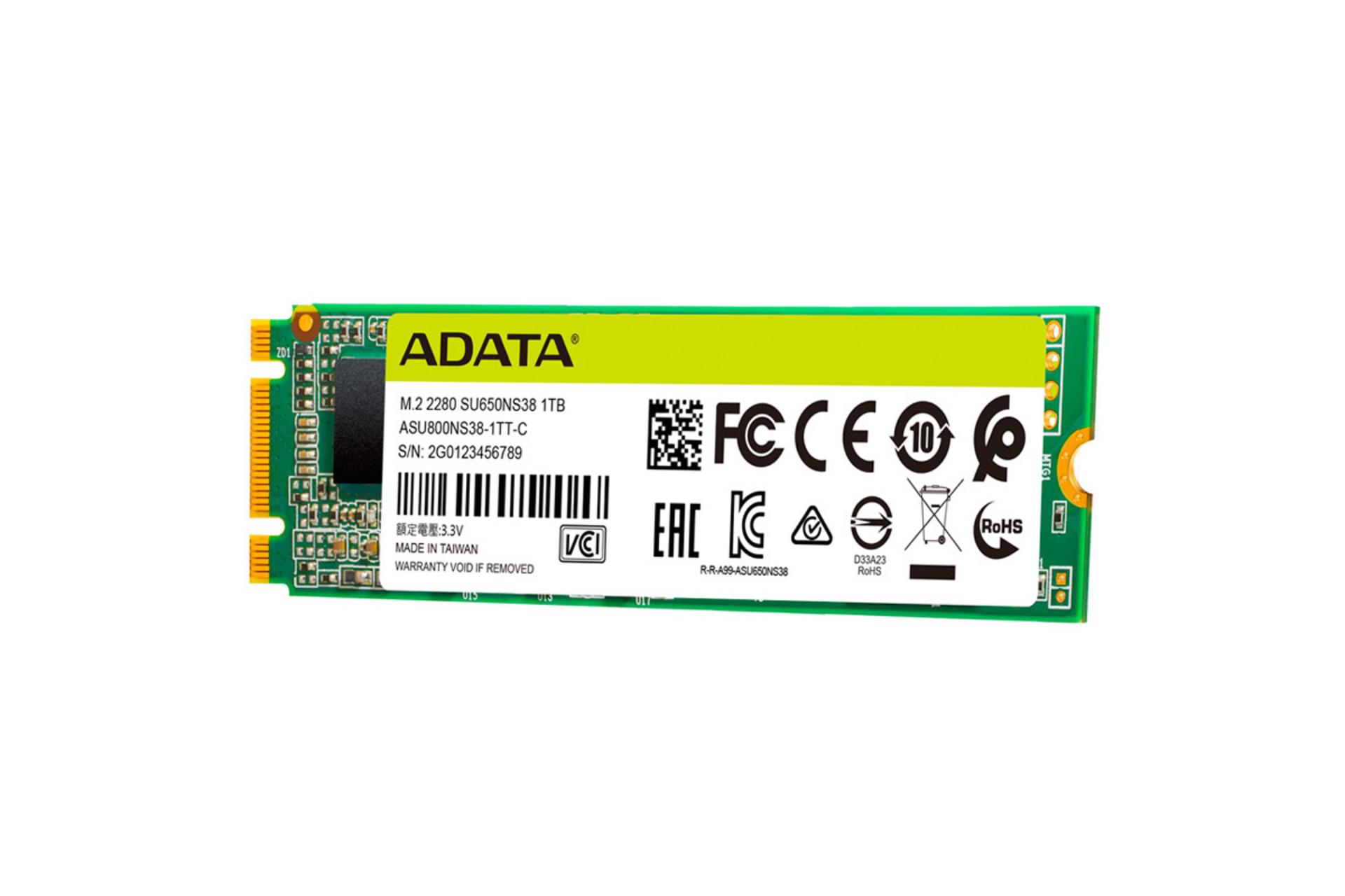 نمای راست SSD ای دیتا Ultimate SU650 SATA M.2 ظرفیت 1 ترابایت