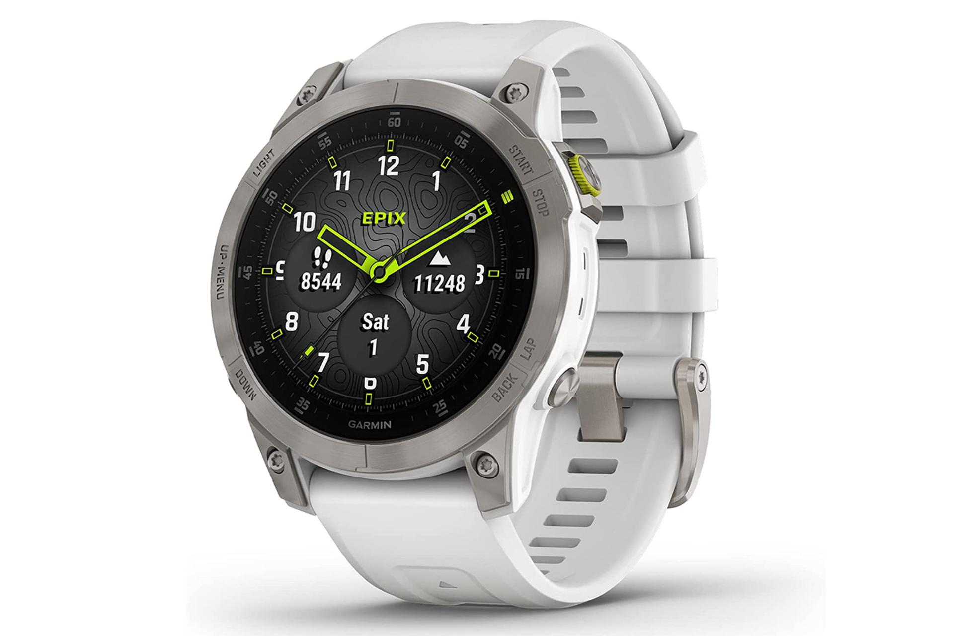 مرجع متخصصين ايران نماي نيمرخ راست ساعت هوشمند گارمين Epix Gen 2 رنگ سفيد