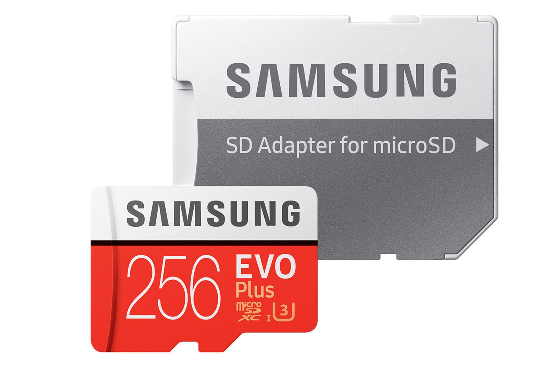 مموری کارت سامسونگ microSDXC با ظرفیت 256 گیگابایت مدل Evo Plus کلاس 10 با آداپتور