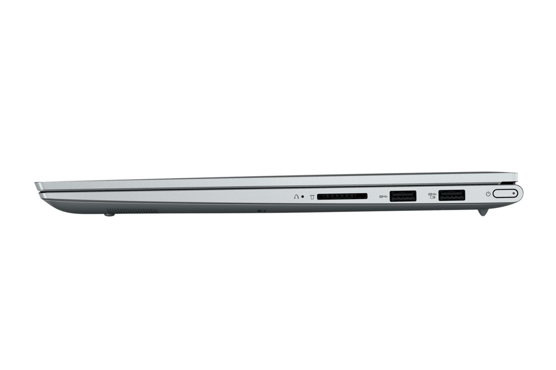 نمای کنار لپ تاپ لنوو Yoga Slim 7 Pro و نمایش پورت های سمت راست