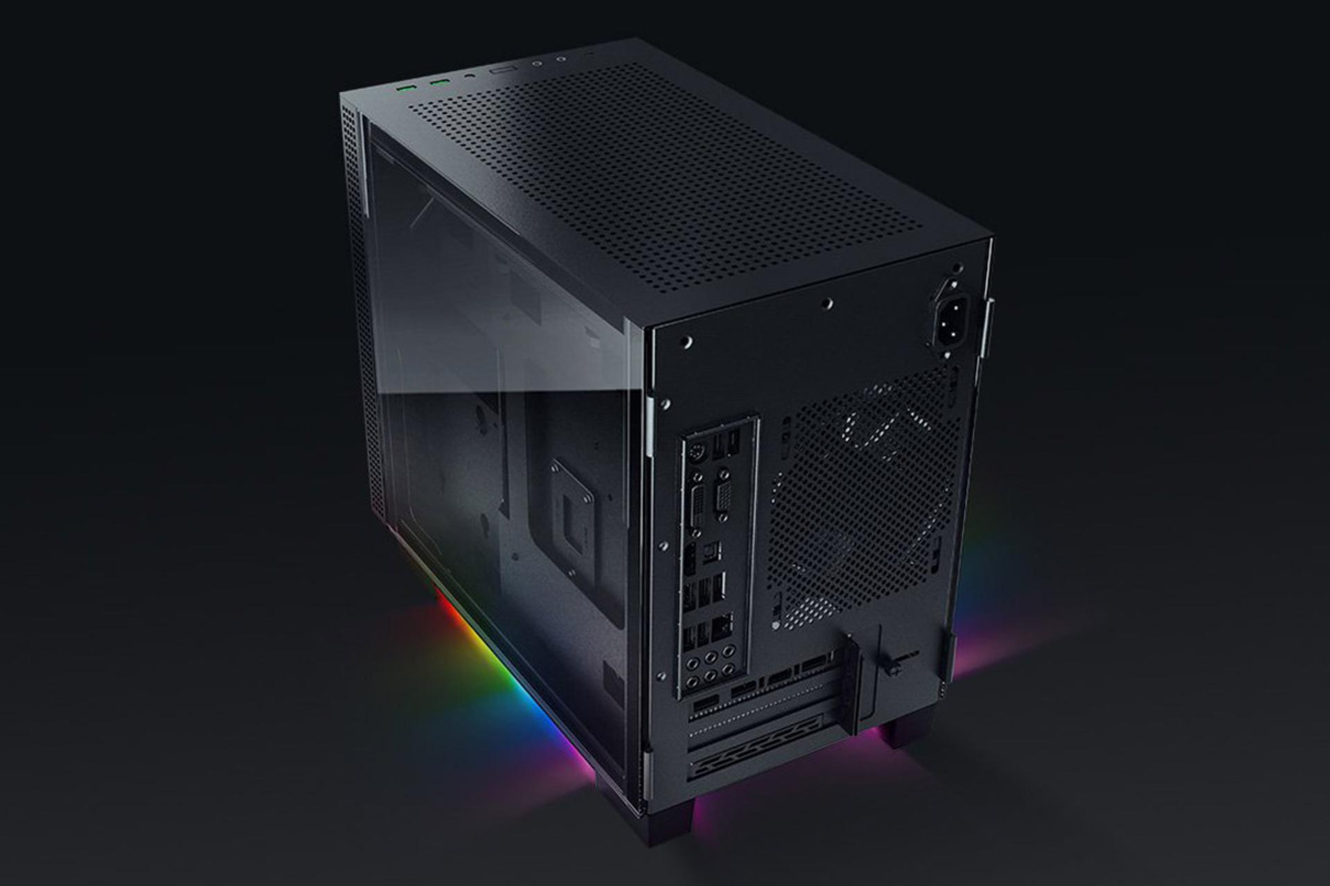 نیمرخ پشت و راست کیس کامپیوتر ریزر TOMAHAWK MINI-ITX
