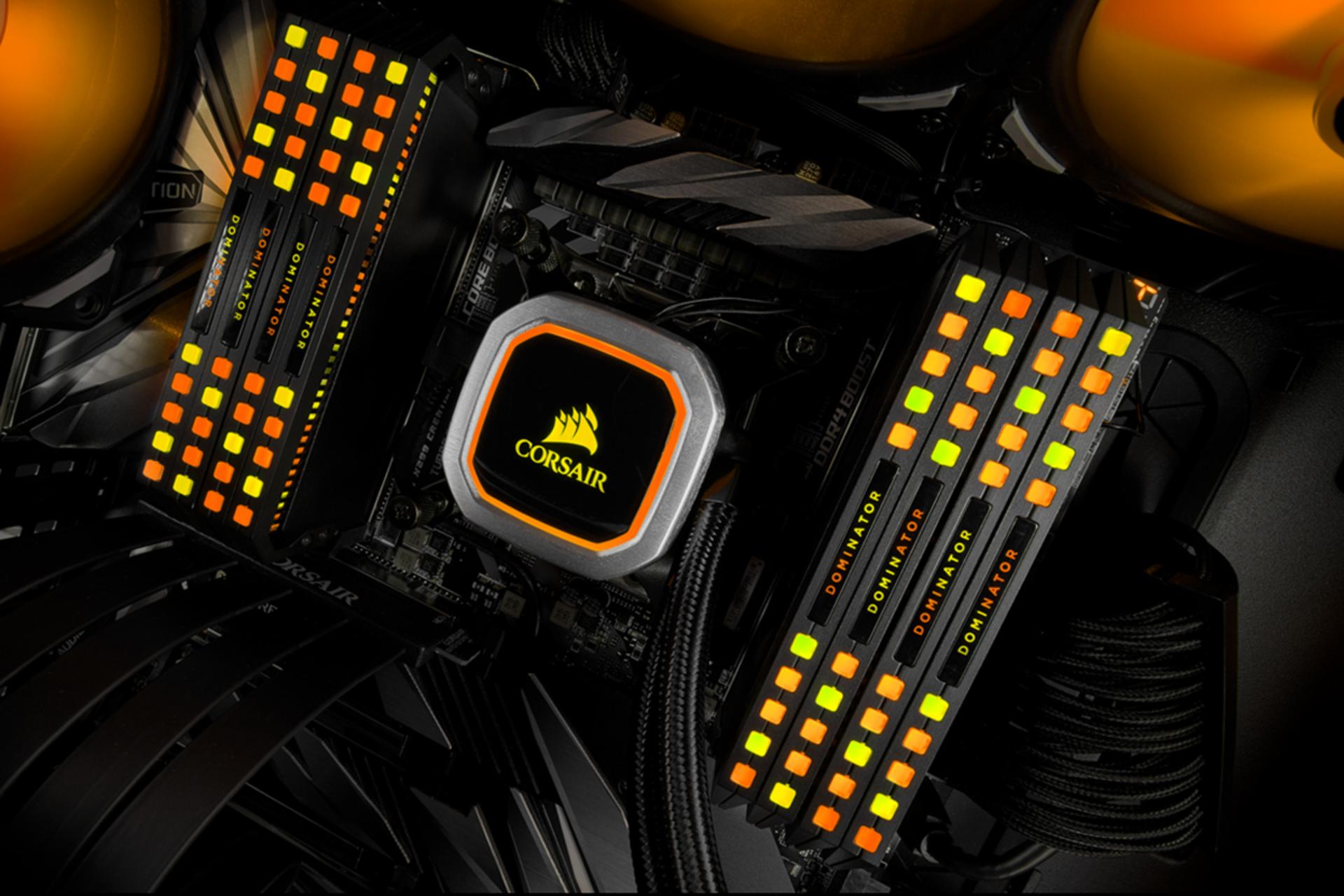 نمای بالا رم کورسیر VENGEANCE RGB PRO ظرفیت 64 گیگابایت (4x16) از نوع DDR4-3600