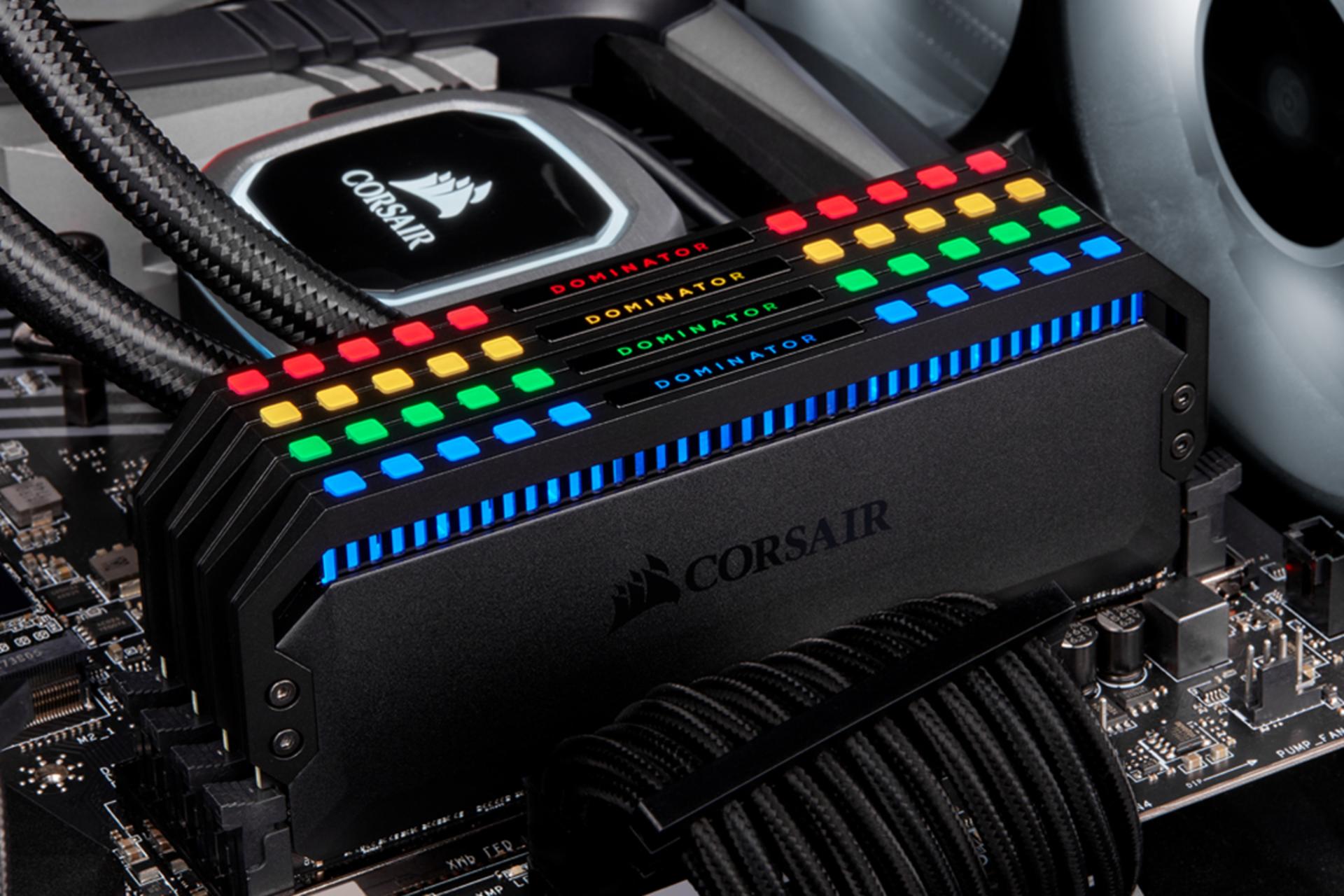 نمای نزدیک رم کورسیر VENGEANCE RGB PRO ظرفیت 64 گیگابایت (4x16) از نوع DDR4-3600