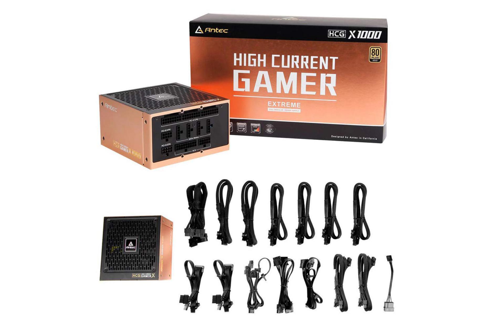 پاور کامپیوتر انتک HCG1000 Extreme با توان 1000 وات کابل و محتویات بسته