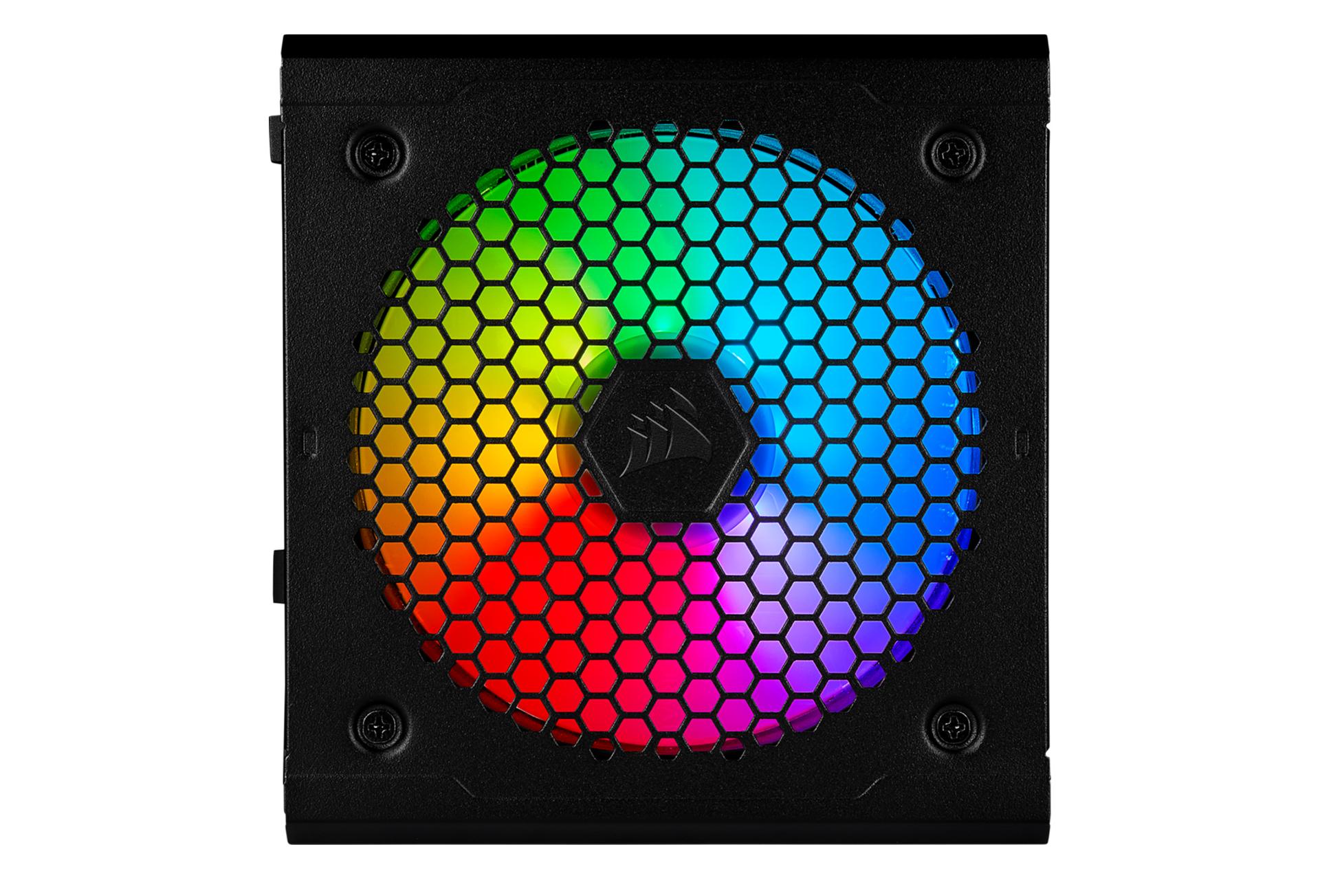 پاور کامپیوتر کورسیر CX650F RGB با توان 650 وات نمای فن
