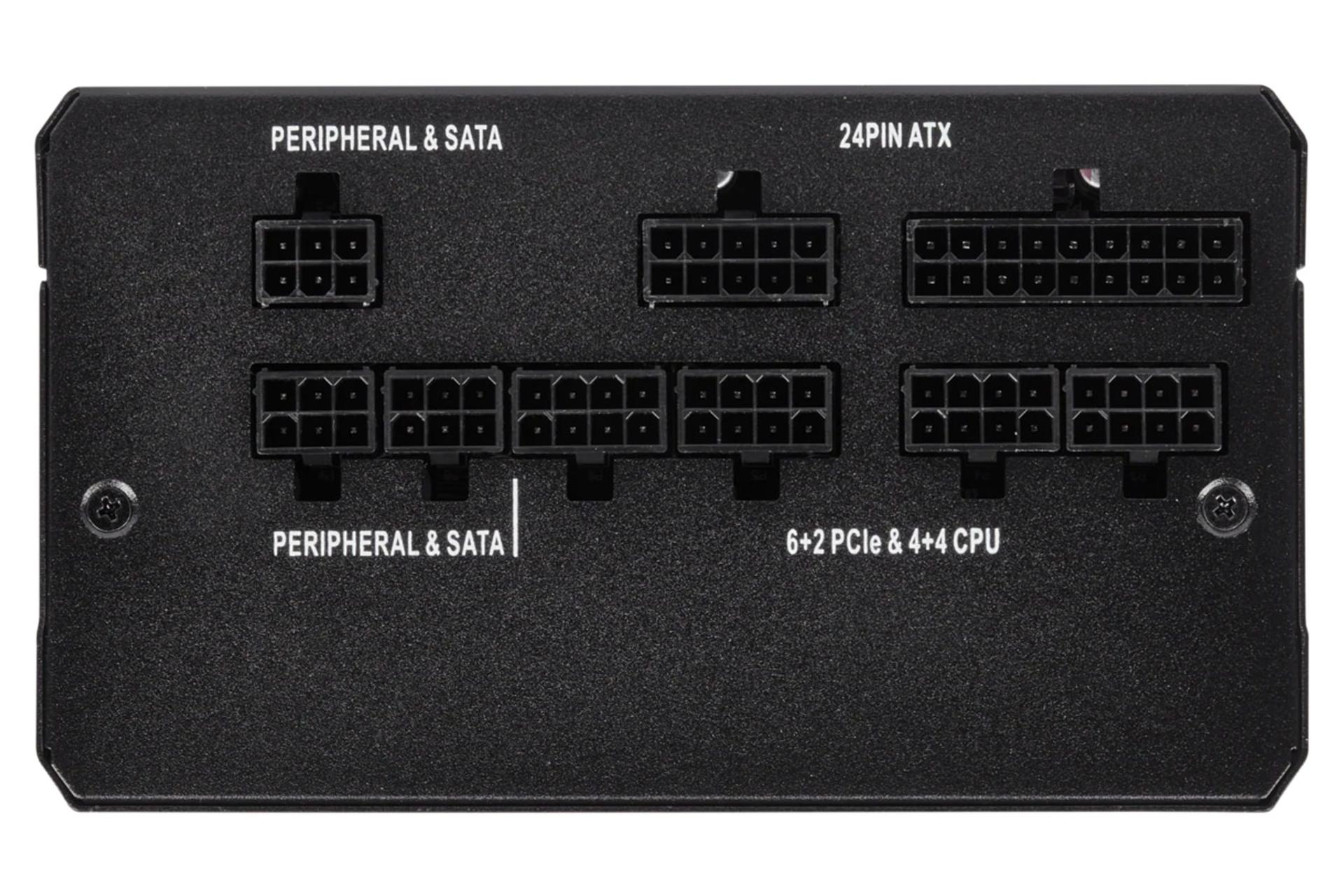 نمای اتصالات پاور کامپیوتر کورسیر RM650 Gold با توان 650 وات