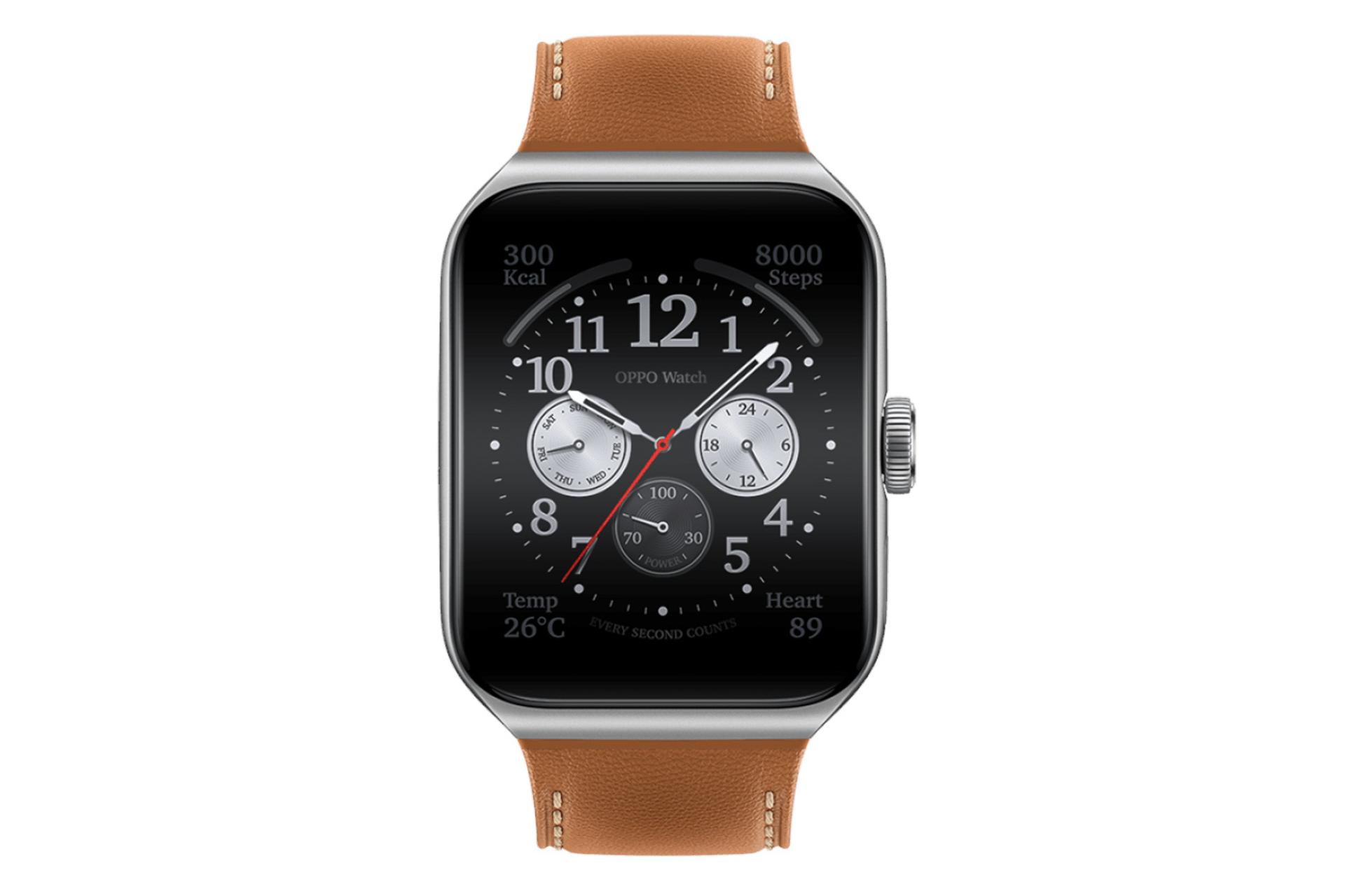 نمای روبرو پوشیدنی اوپو واچ 3 پرو / Oppo Watch 3 Pro نقره ای