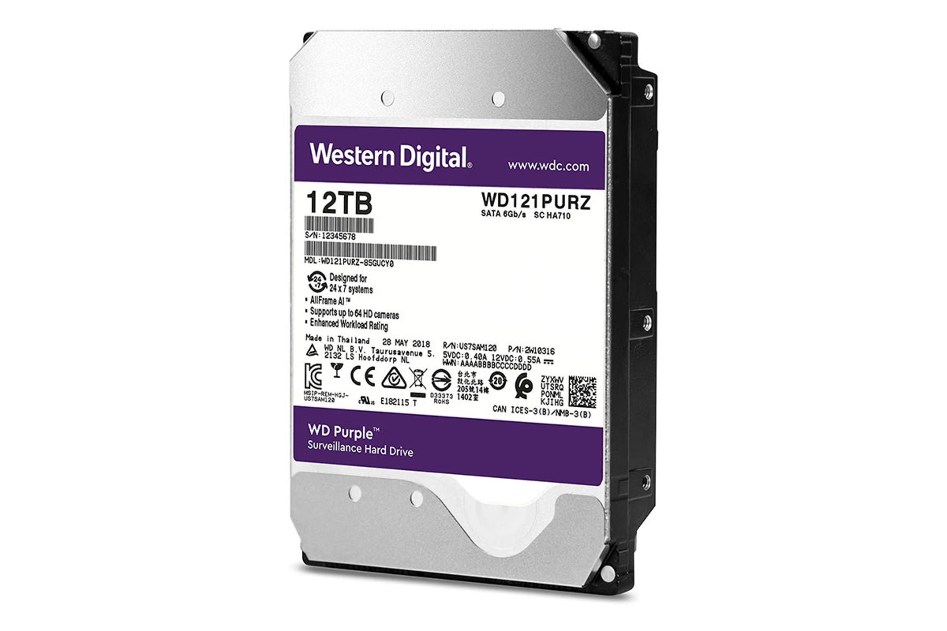 وسترن دیجیتال Purple WD121PURZ ظرفیت 12 ترابایت / Western Digital Purple WD121PURZ 12TB