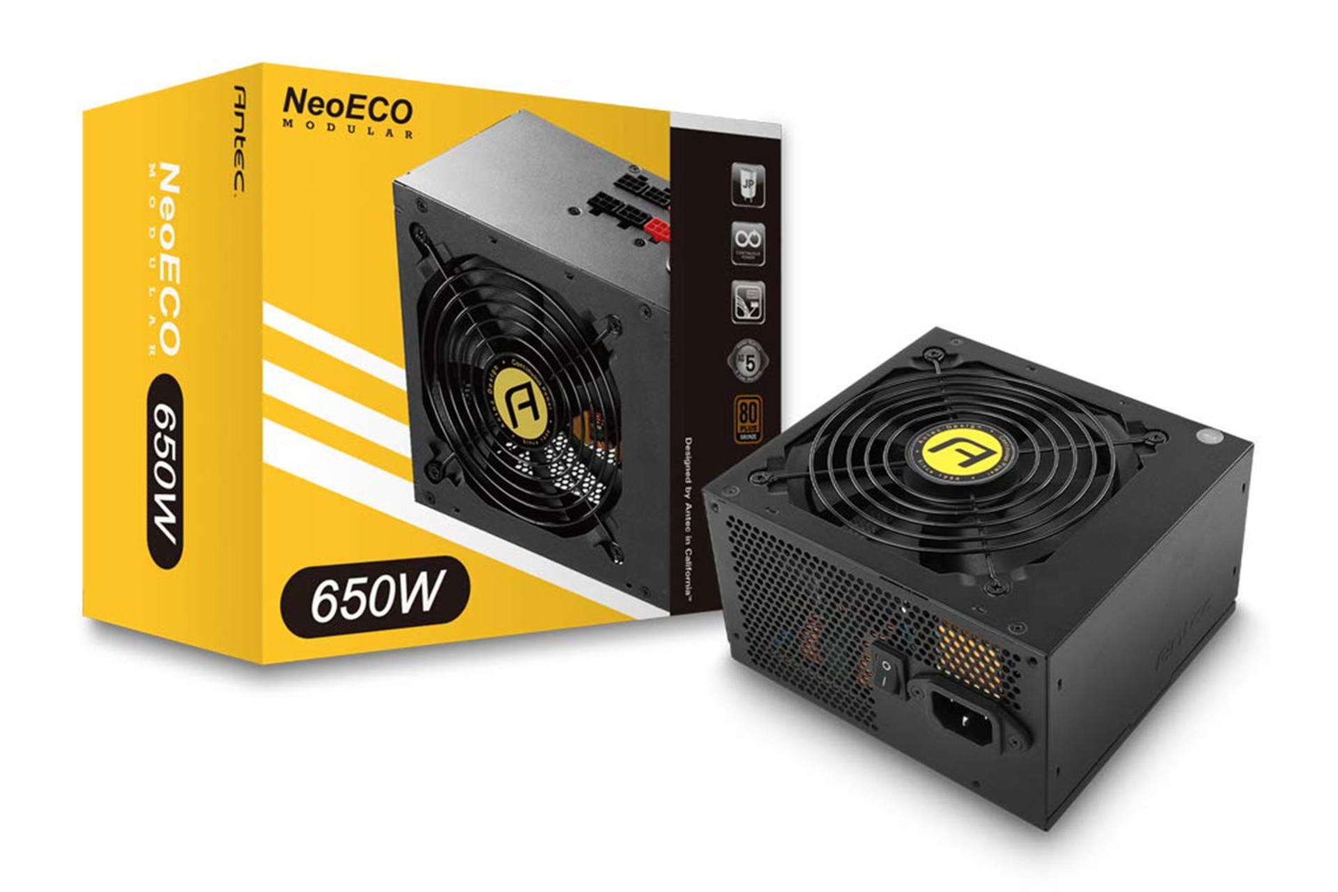 پاور کامپیوتر انتک Neo ECO Modular NE650M V2 با توان 650 وات بسته بندی