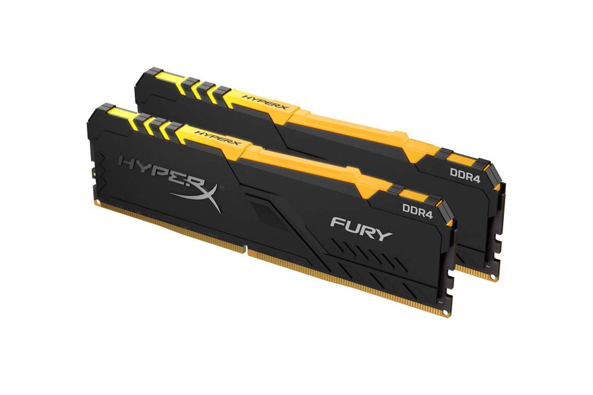 رم هایپر ایکس Fury RGB ظرفیت 16 گیگابایت (2x8) از نوع DDR4-3200 نمای جانبی