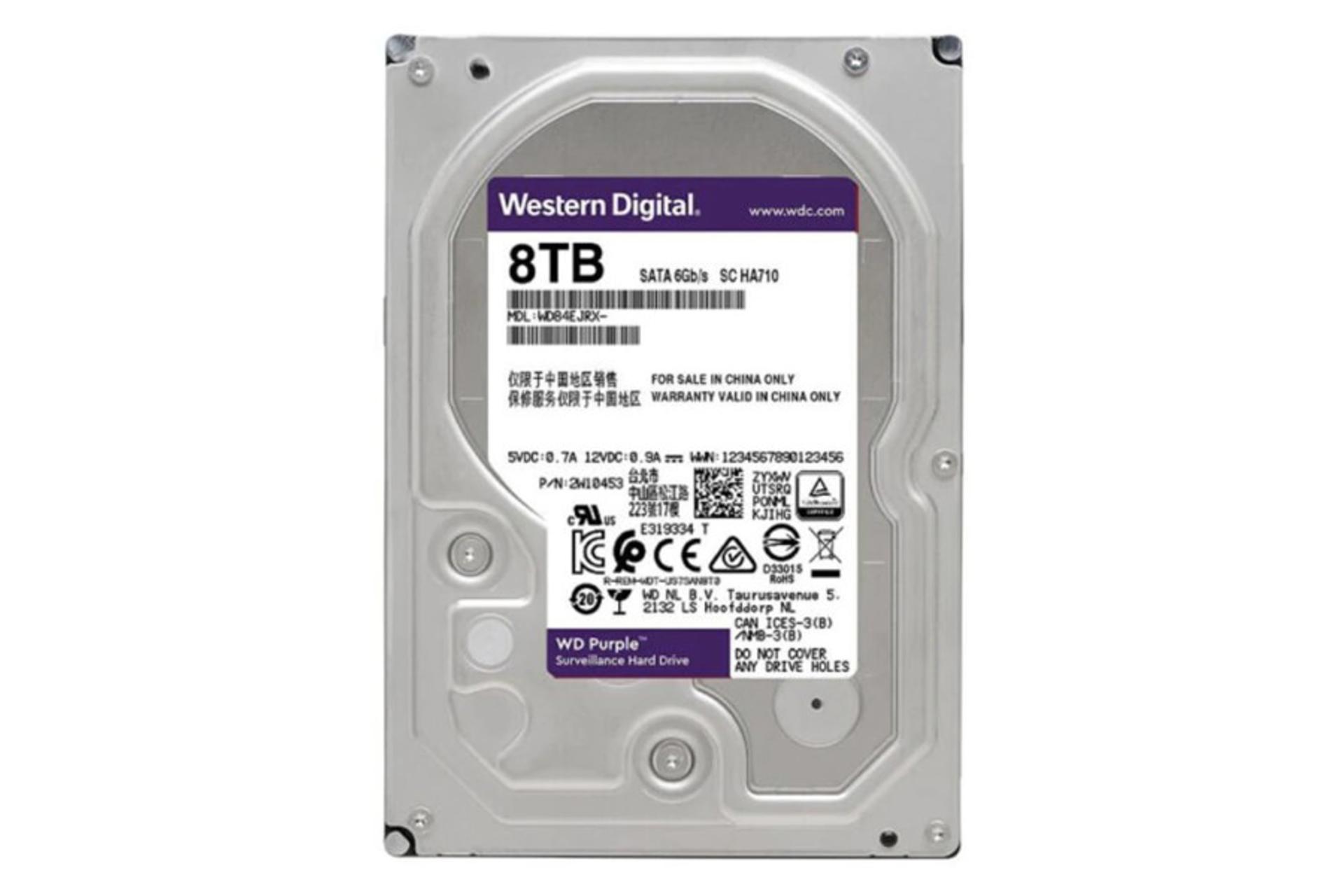 نمای پشت هارد دیسک وسترن دیجیتال Purple WD82EJRX ظرفیت 8 ترابایت
