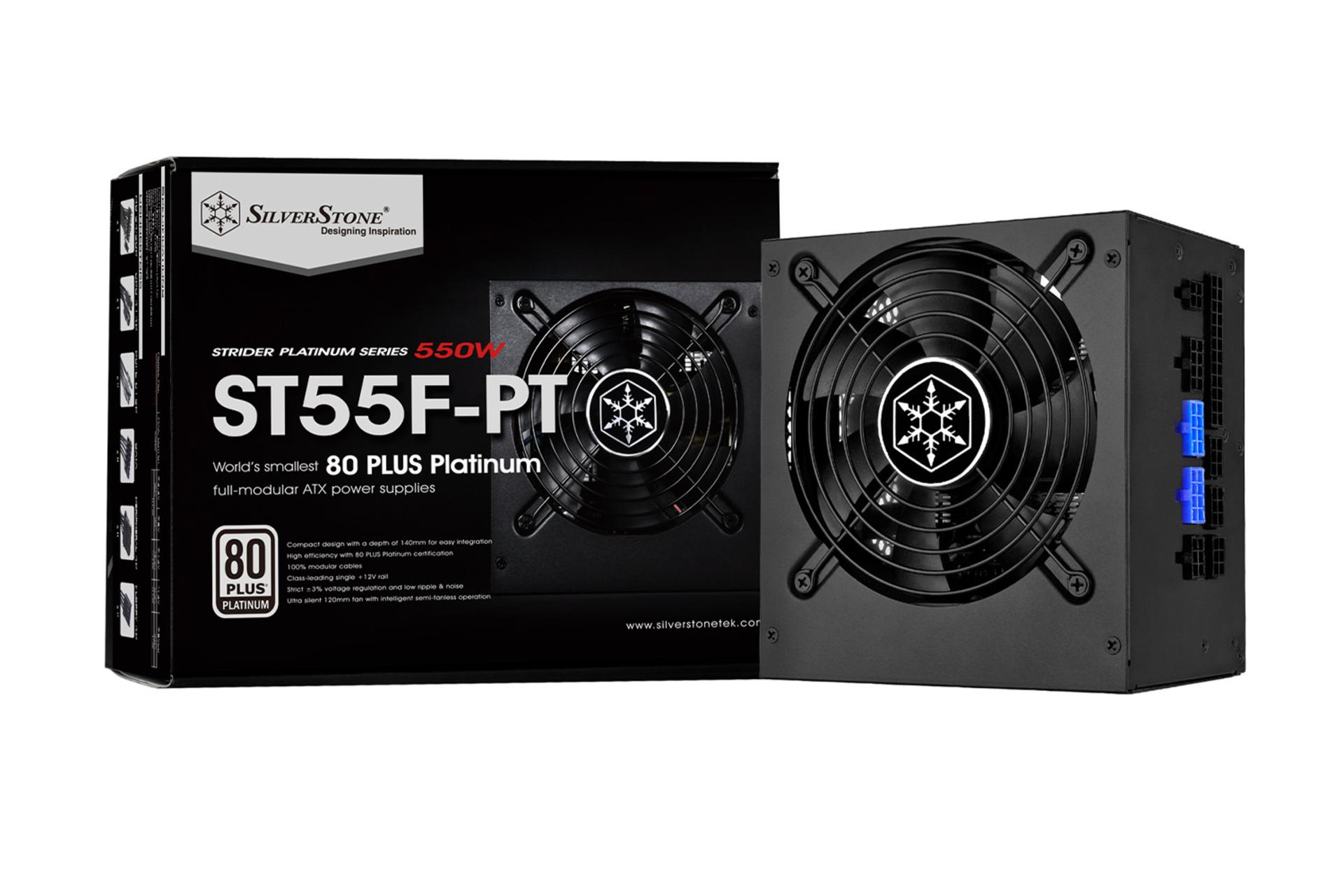 پاور کامپیوتر سیلور استون ST55F-PT با توان 550 وات بسته بندی