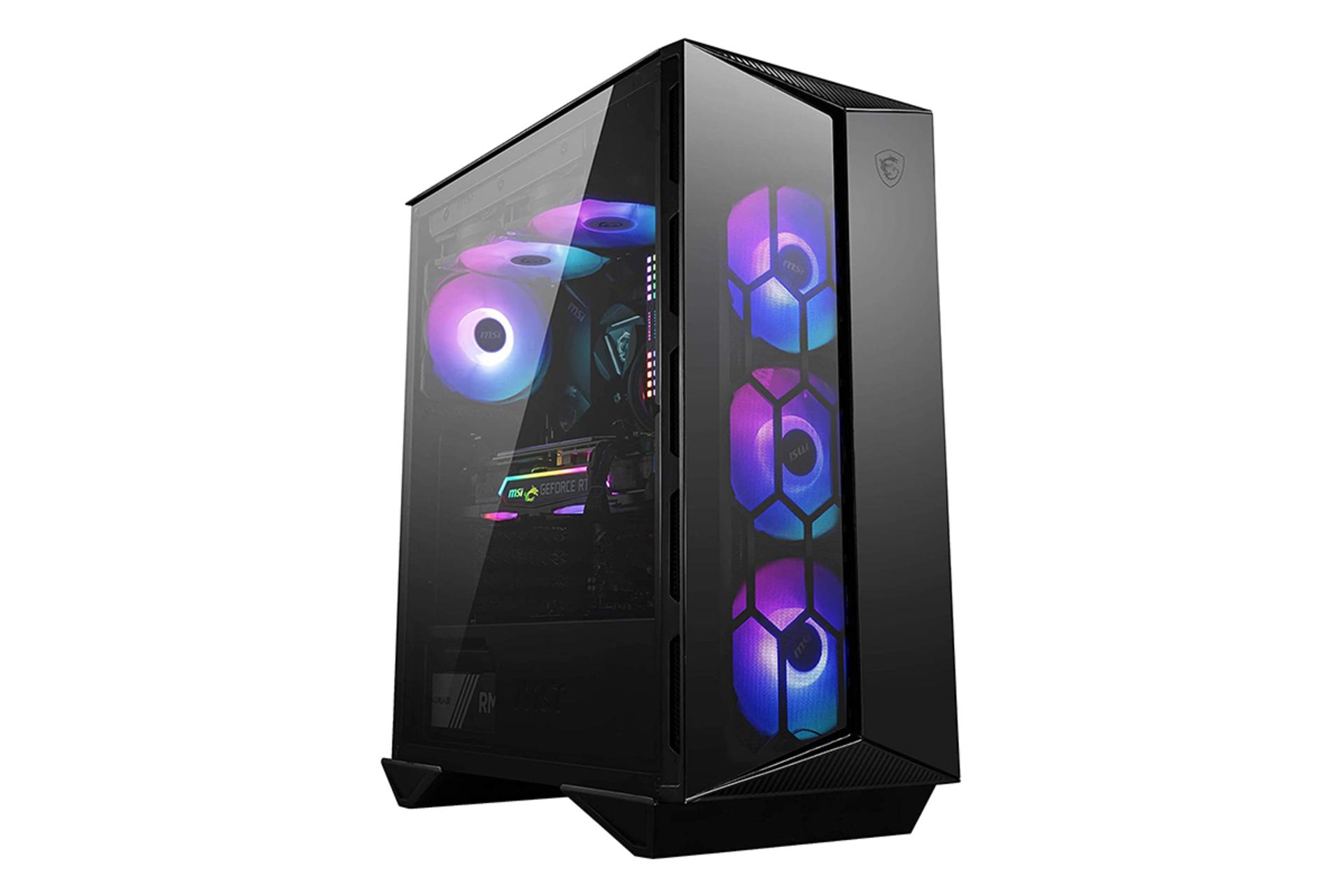 نمای نیم رخ جلو و سمت چپ کیس کامپیوتر ام اس آی MPG GUNGNIR 110R