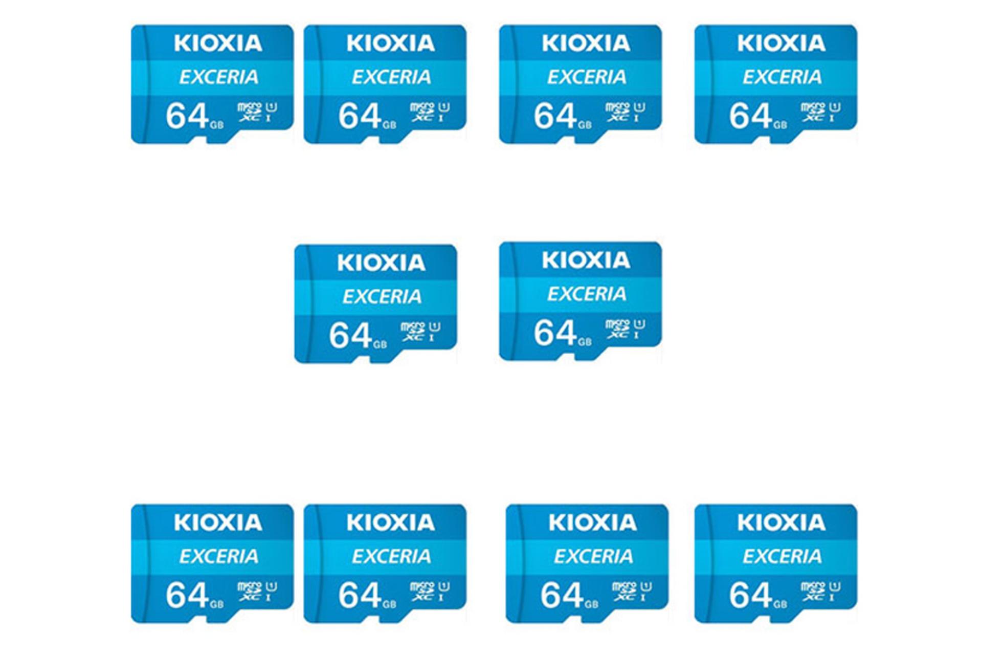 کارت حافظه کیوکسیا microSDXC با ظرفیت 64 گیگابایت مدل EXCERIA کلاس 10 بسته 10 عددی