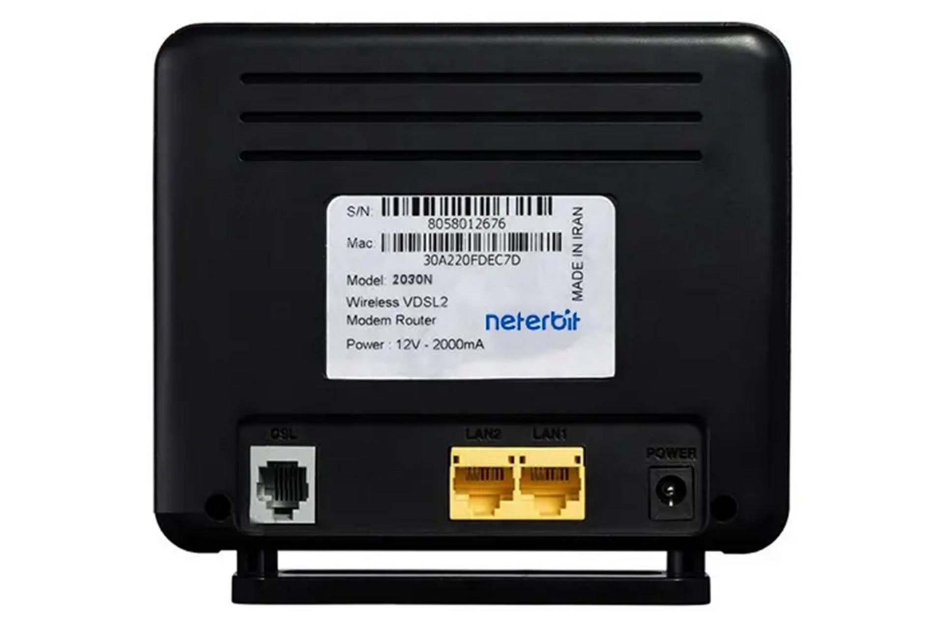 نمای پشتی مودم - روتر نتربیت neterbit NV-2030N