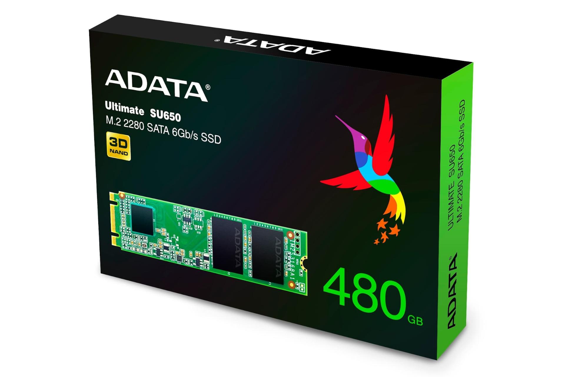 جعبه SSD ای دیتا آلتیمیت ADATA Ultimate SU650 SATA M.2 480GB ظرفیت 480 گیگابایت
