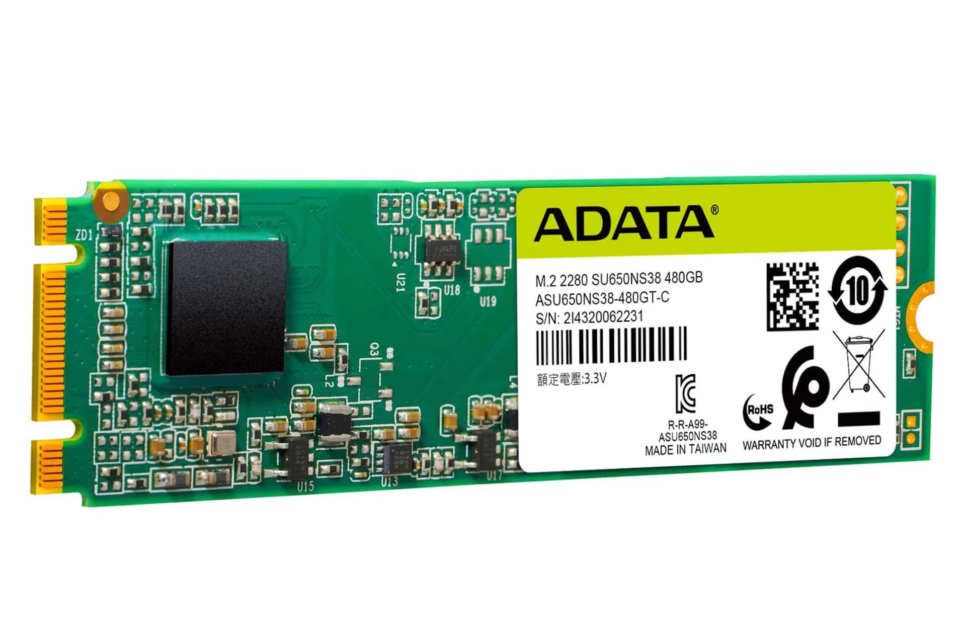 نمای چپ SSD ای دیتا آلتیمیت ADATA Ultimate SU650 SATA M.2 480GB ظرفیت 480 گیگابایت
