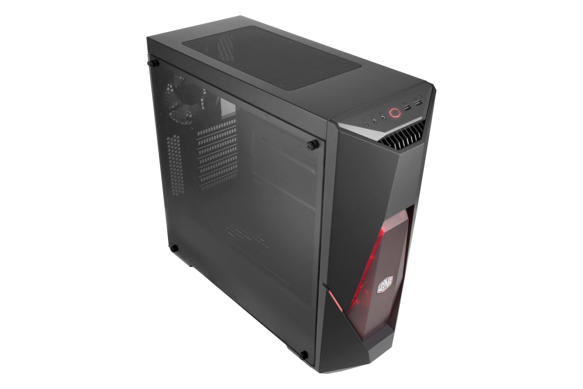 نمای فیلتر و پورت‌های بالا، و سمت چپ کیس کامپیوتر کولر مستر MASTERBOX K500L