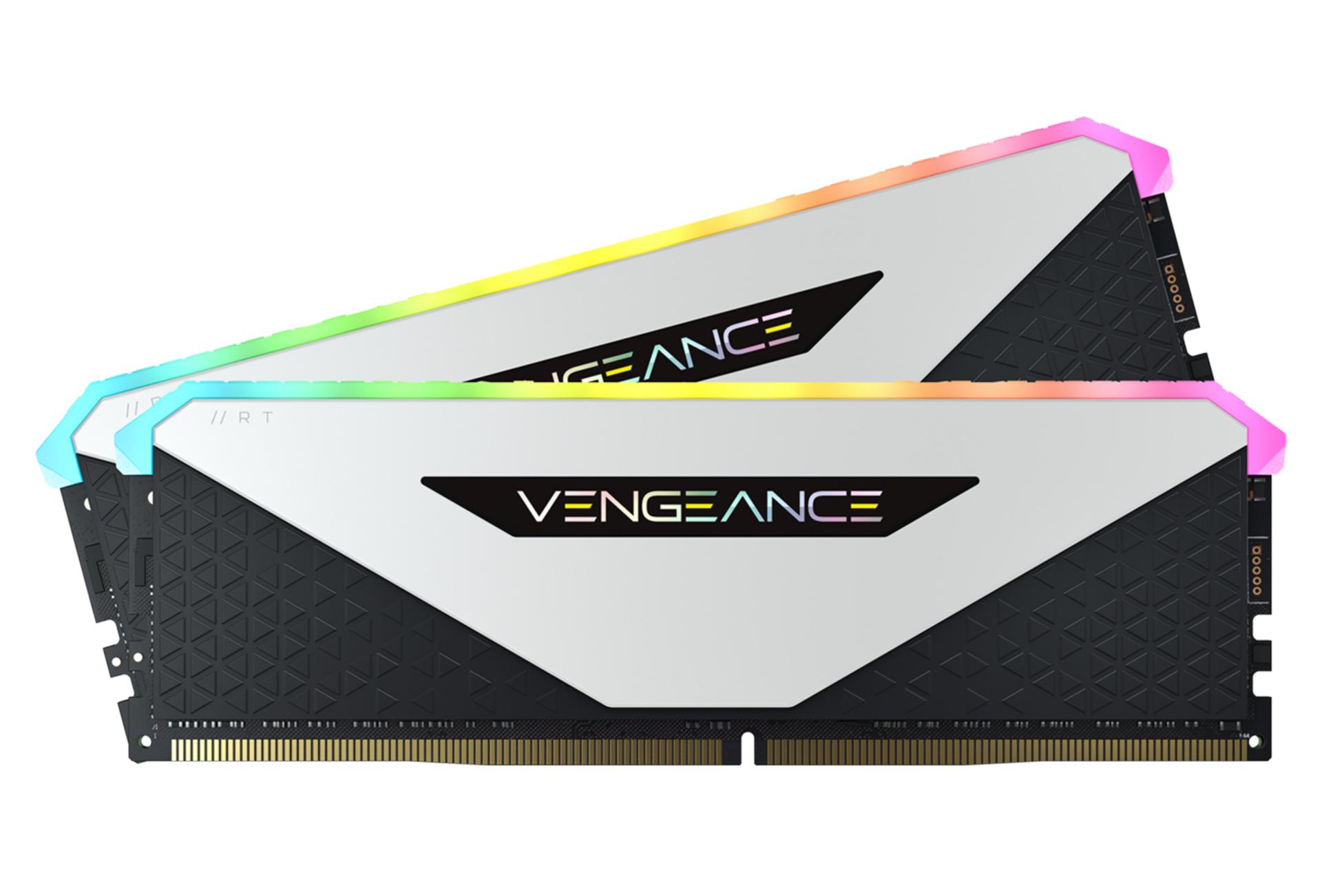  رم کورسیر VENGEANCE RGB RT ظرفیت 16 گیگابایت (2x8) از نوع DDR4-3600 رنگ سفید