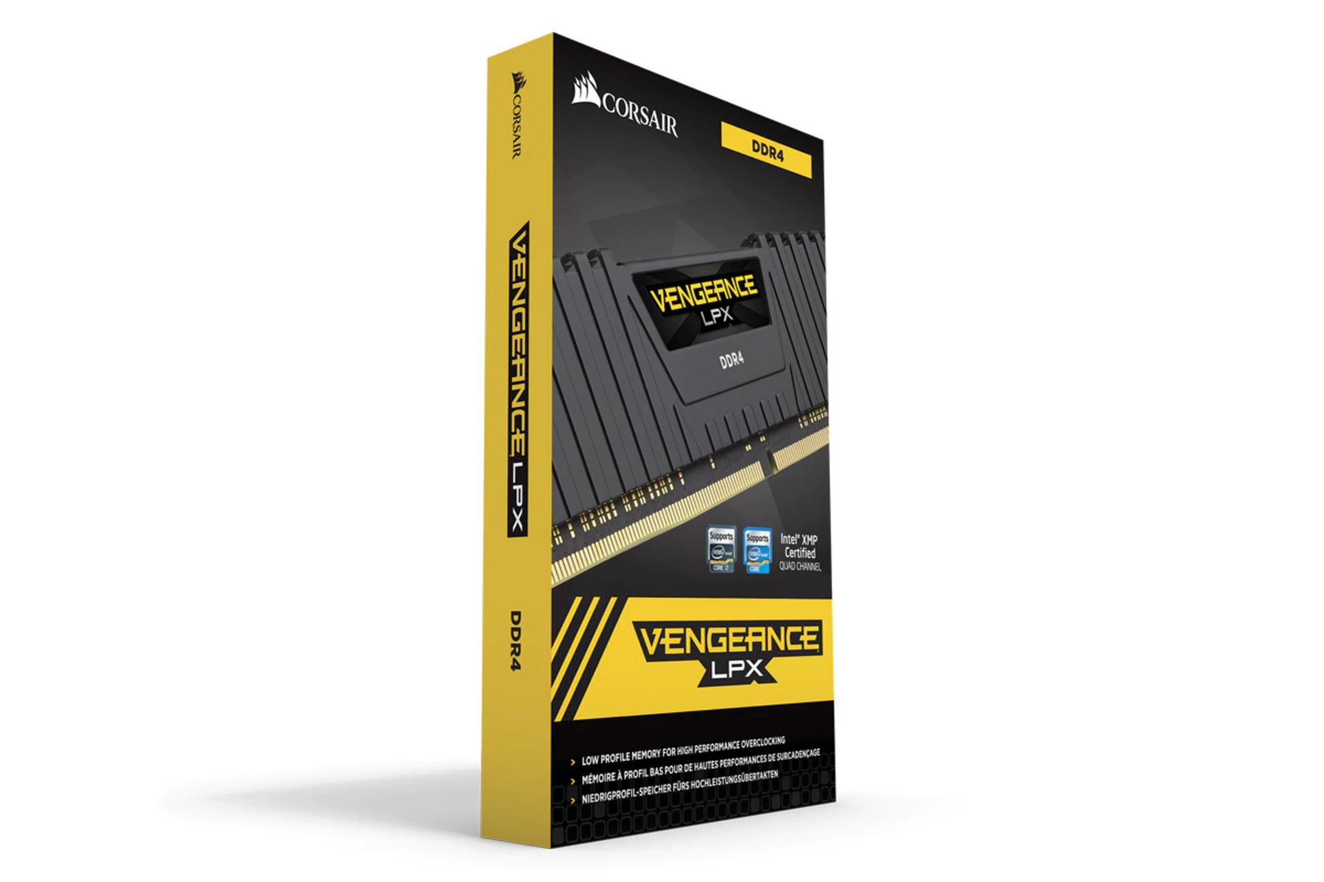 نمای جعبه کورسیر VENGEANCE LPX ظرفیت 16 گیگابایت از نوع DDR4-2400