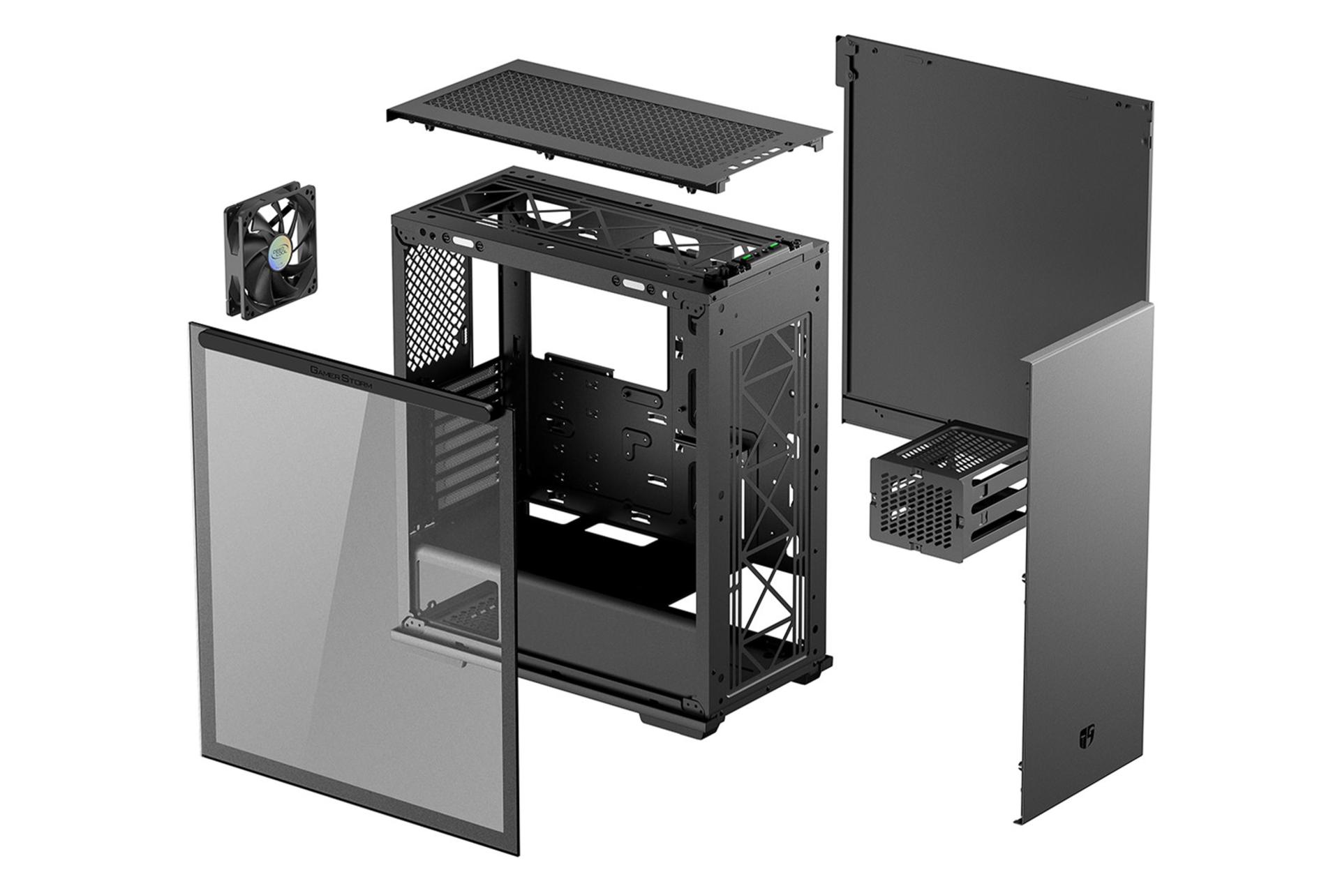 نمایش اجزای جداشونده کیس کامپیوتر دیپ کول Macube 310P Gamer Storm