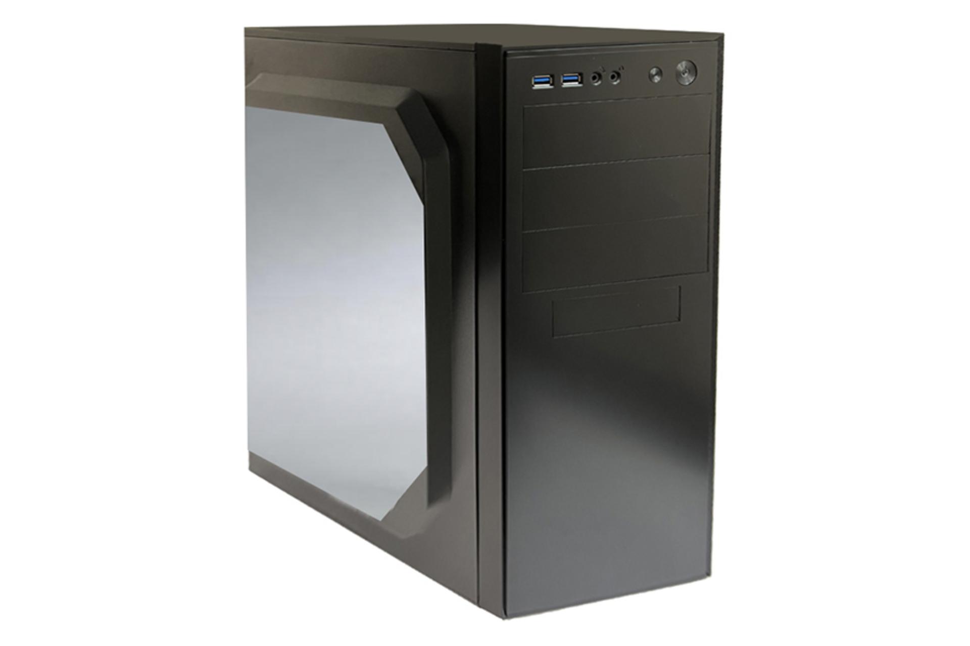 نمای نیم رخ جلو و پنل شیشه ای سمت چپ کیس کامپیوتر نکو مدل NECO 5902