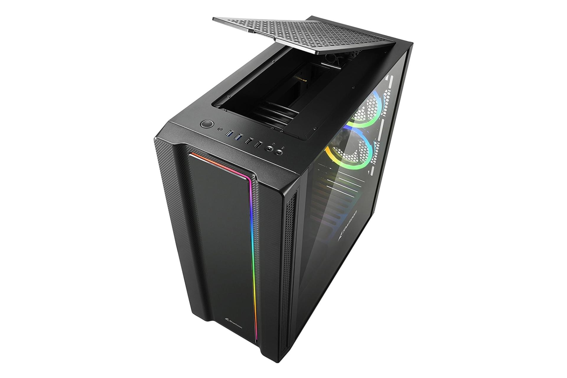 نمایش فیلتر جداشونده و پورت های بالای کیس کامپیوتر شارکن REV220 