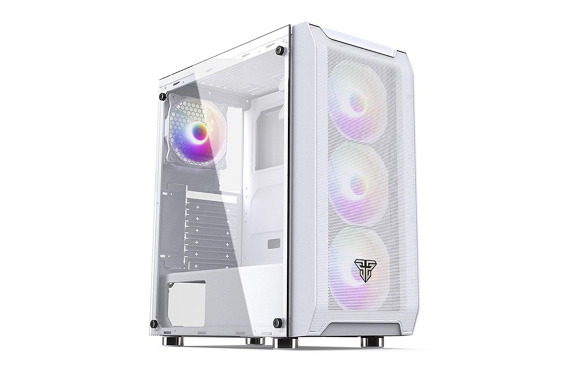 نمای نیم رخ جلوی رنگ سفید کیس کامپیوتر فنتک AERO CG80