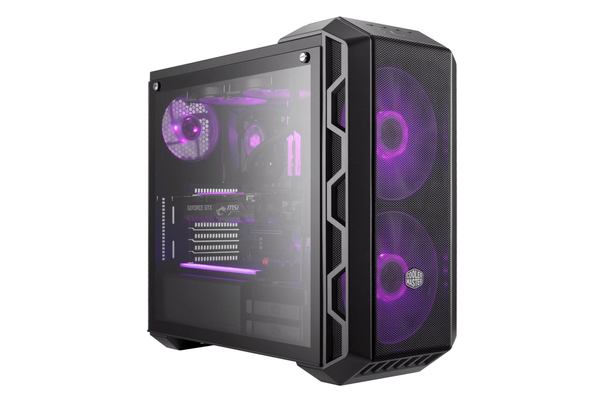 نمای نیم رخ جلو و سمت چپ  کیس کامپیوتر کولر مستر MASTERCASE H500