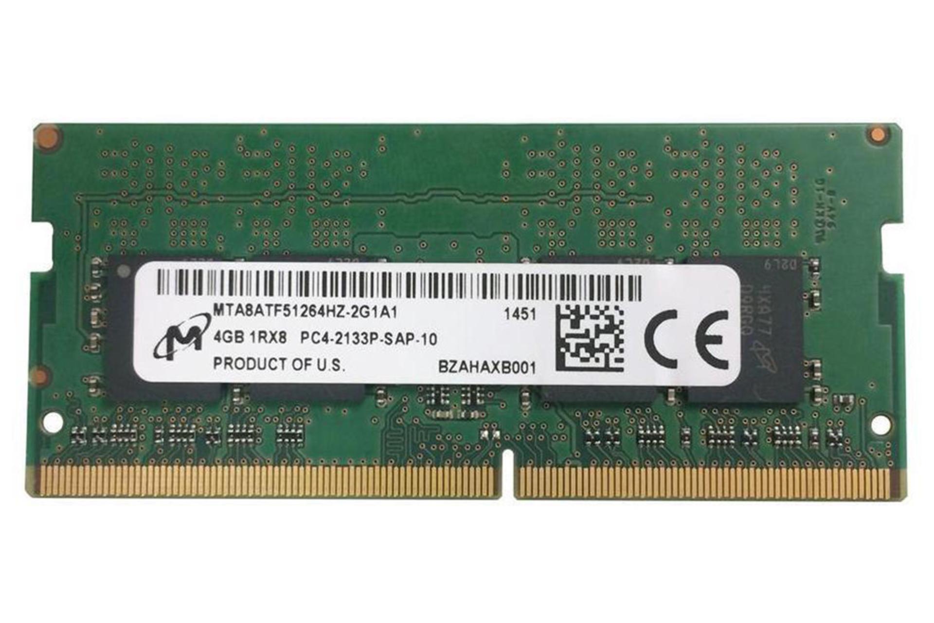 نمای جلوی رم مایکرون MTA8ATF51264HZ-2G1A1 ظرفیت 4 گیگابایت از نوع DDR4-2133