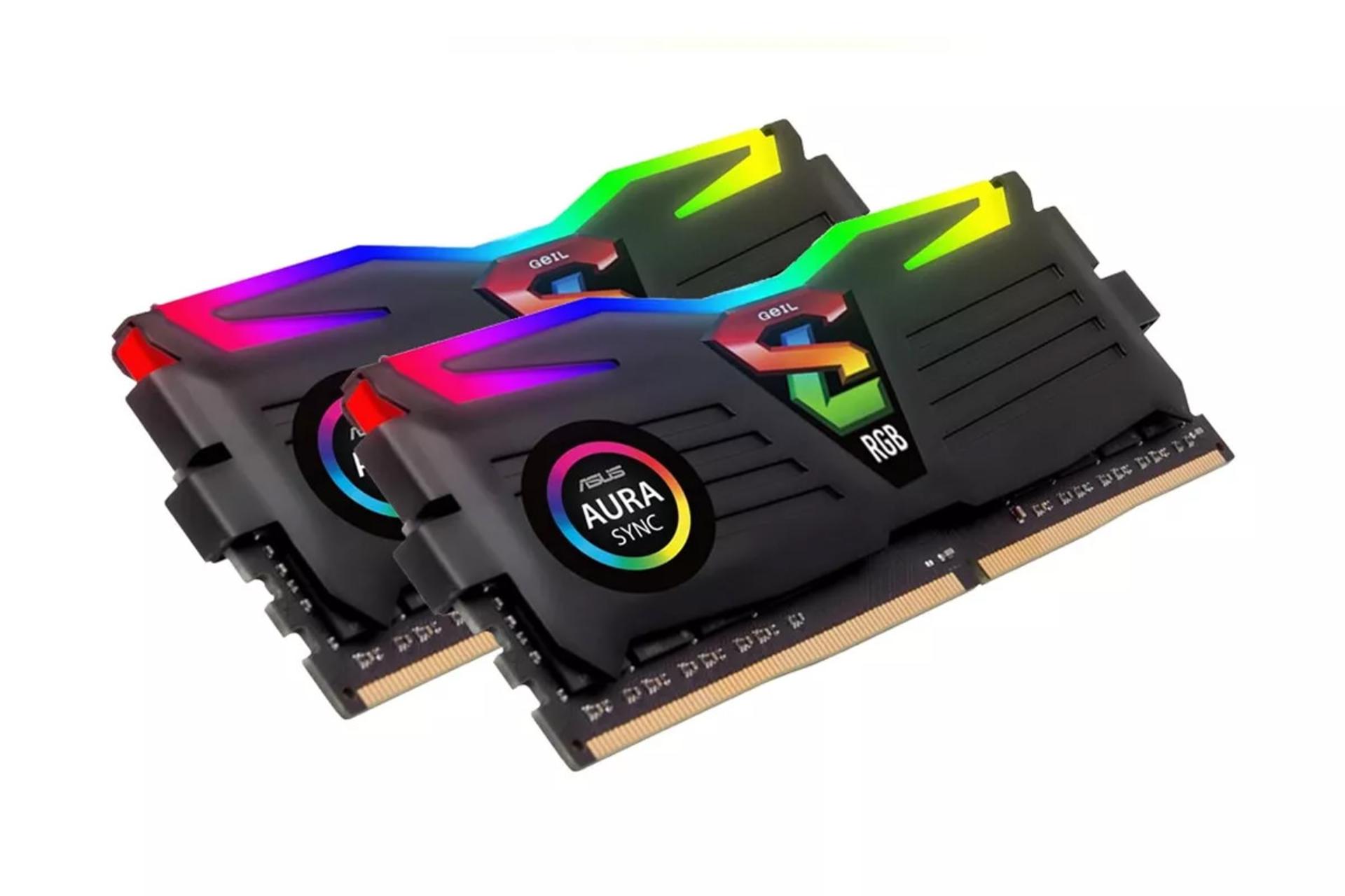 نمای نیم رخ جلوی رم گیل Super Luce RGB SYNC ظرفیت 32 گیگابایت (2x16) از نوع DDR4-3200 رنگ مشکی