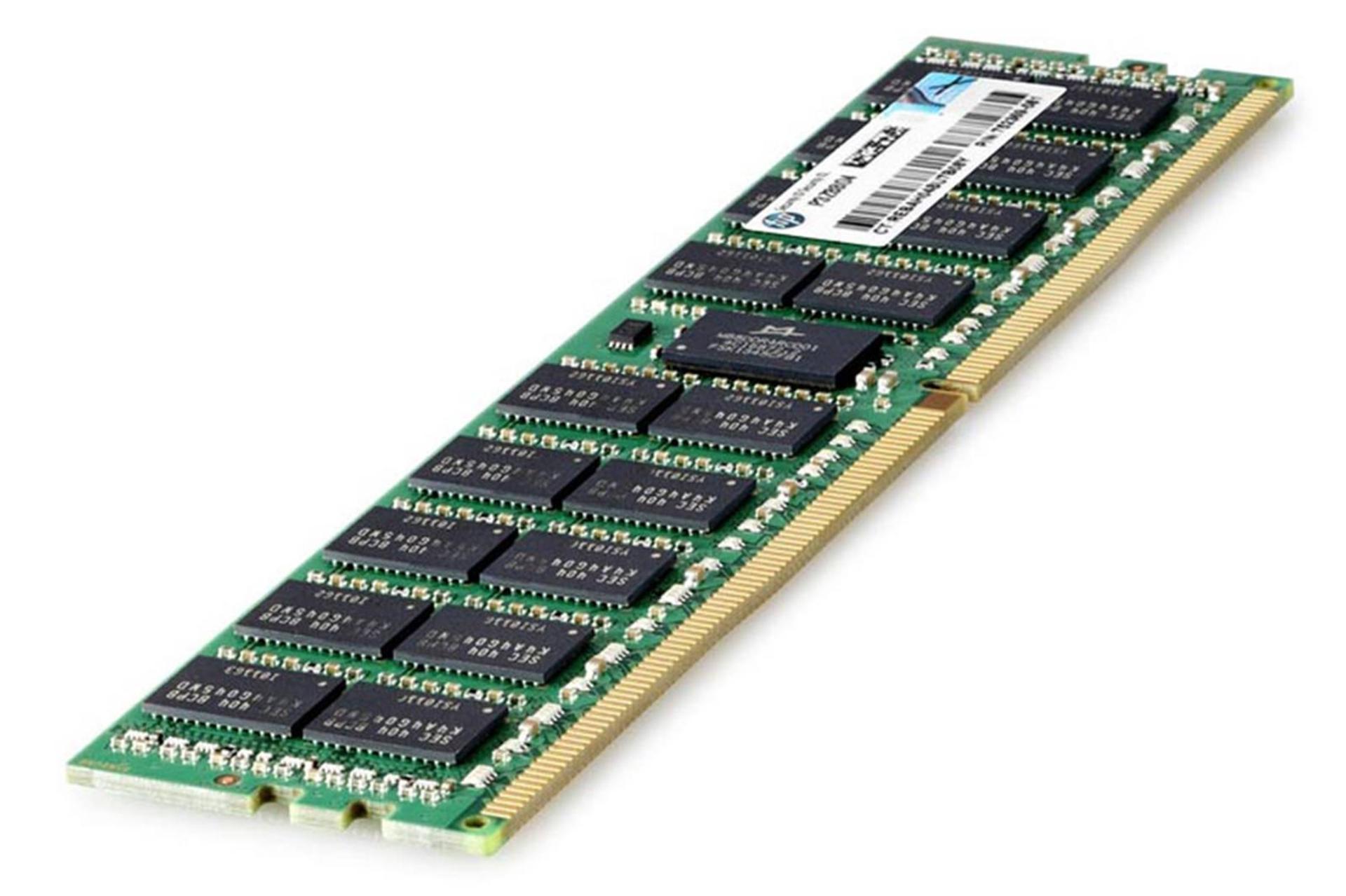 نمای رم اچ پی ای 815098-B21 ظرفیت 16 گیگابایت از نوع DDR4-2666 بصورت مورب